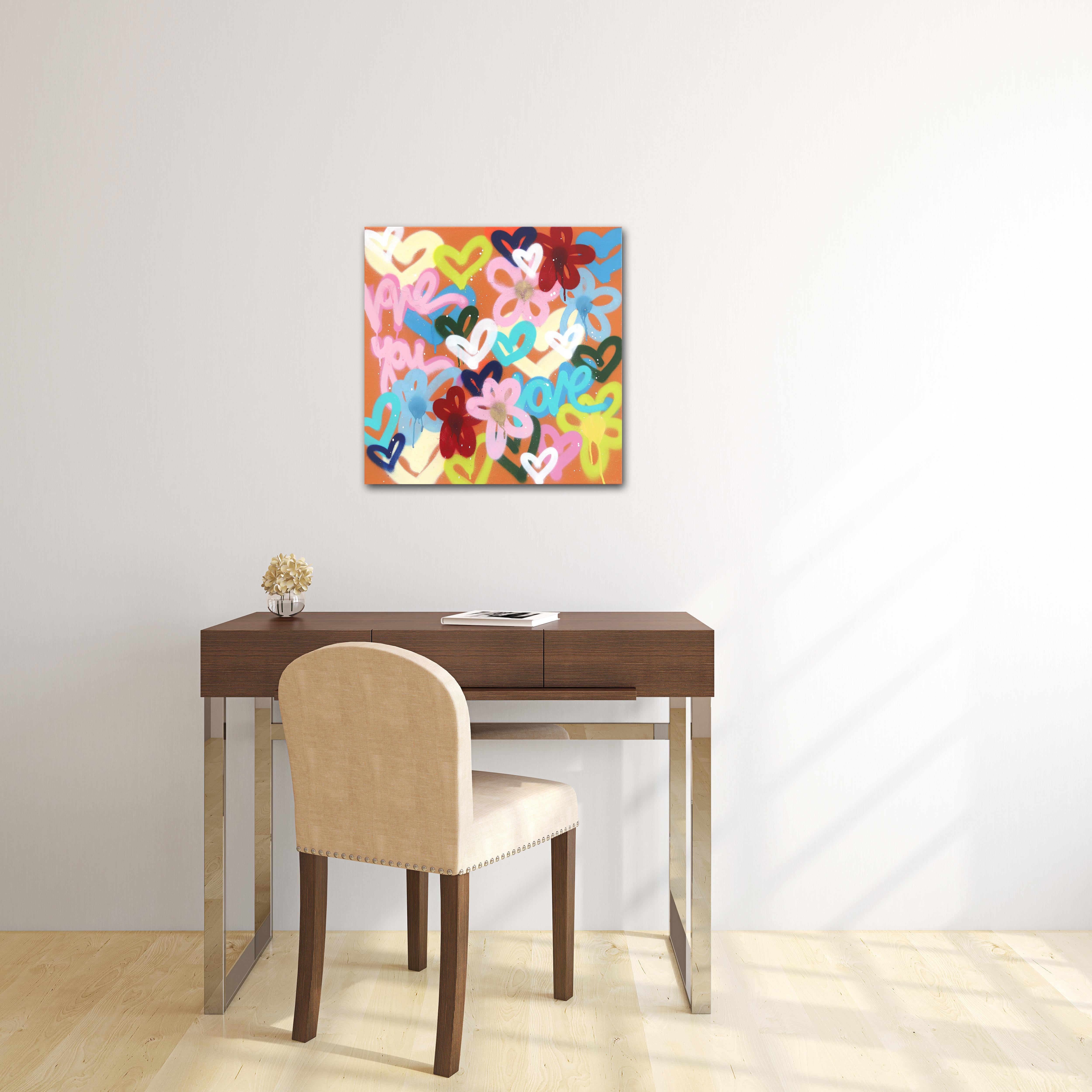 The Sun Shines On Me - Original Colorful Abstract Heart Graffiti Artwork - Contemporary Mixed Media Art by Amber Goldhammer