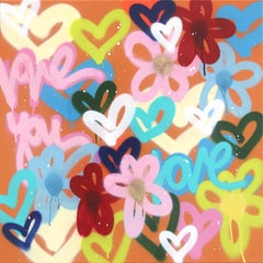 Il sole splende su di me - Graffiti astratti originali a forma di cuore colorato