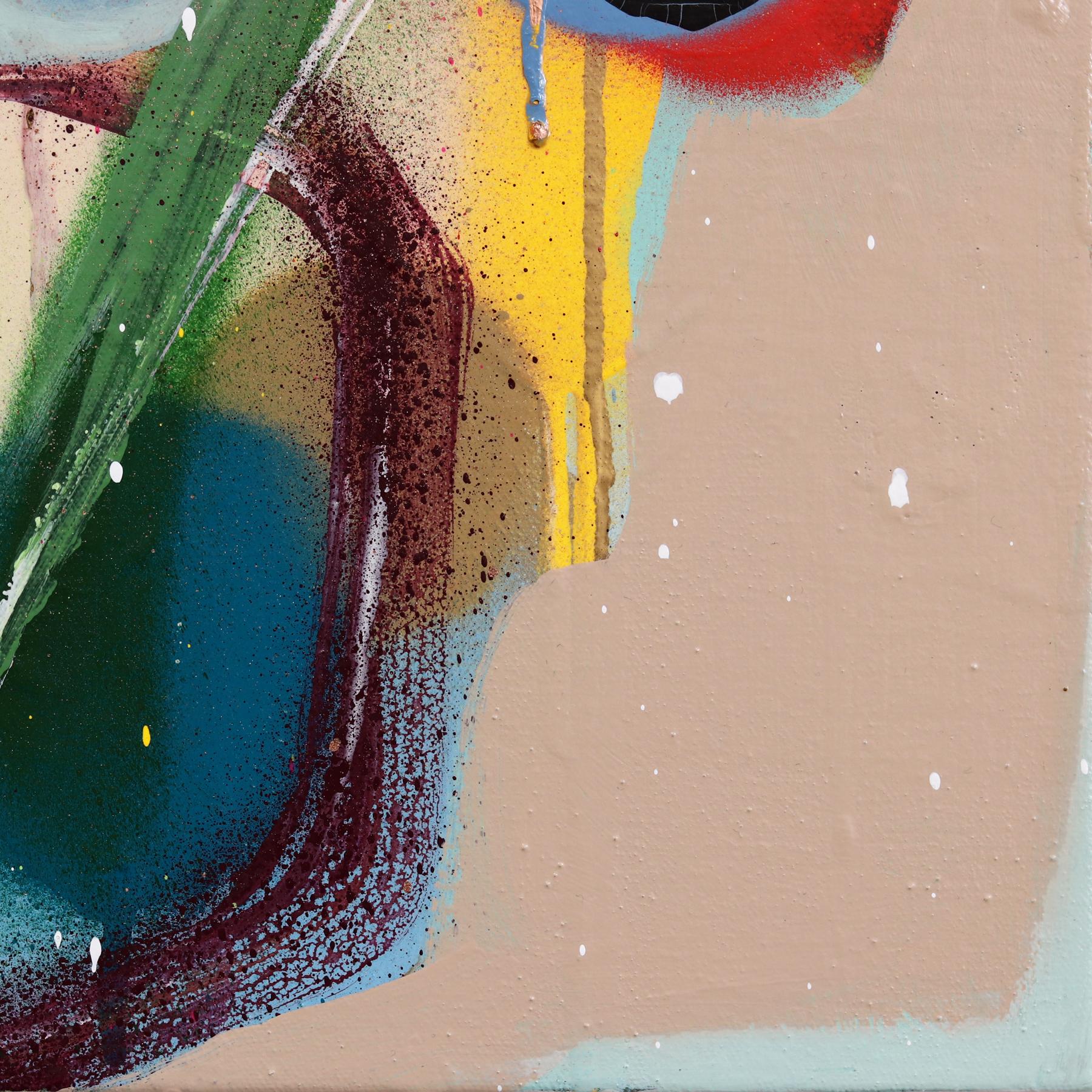 Durch das Fenster - Abstrakt Buntes Blumenstillleben Graffiti Pop Kunstwerk im Angebot 3