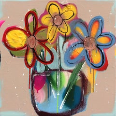 Through The Window - Abstract Colorful Floral Still Life Graffiti Pop Artwork