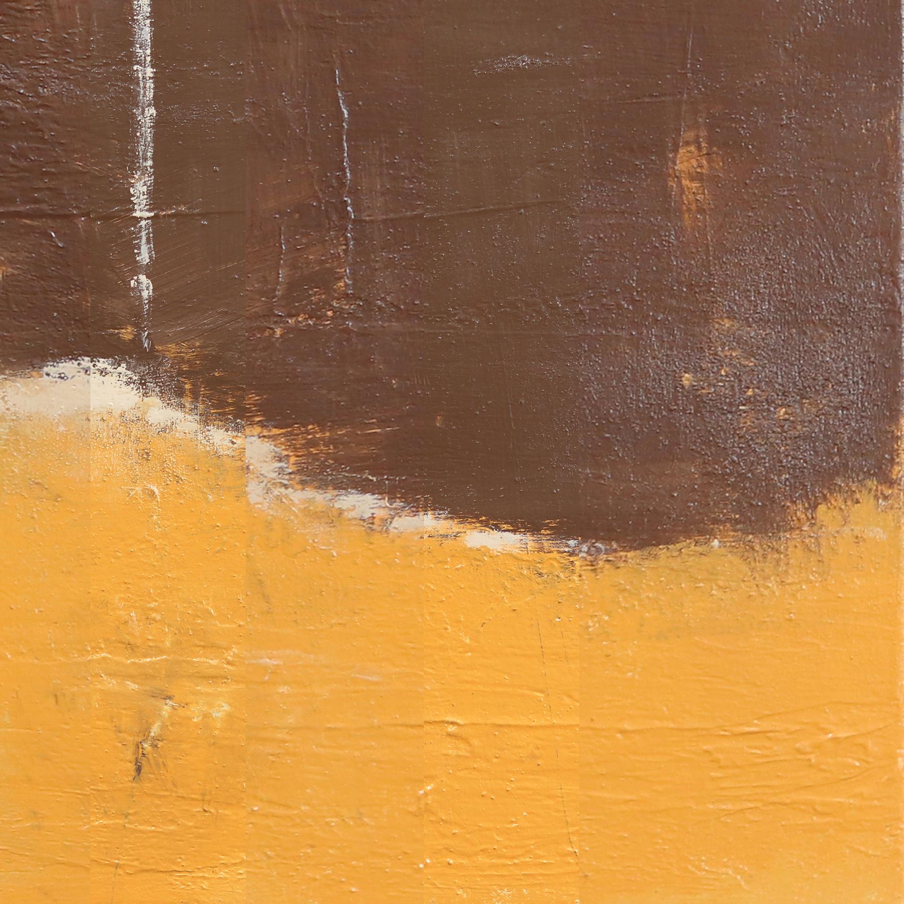 Watching The World Carry On - Abstract Brown Tone Figurative Mixed Media Art For Sale 4
