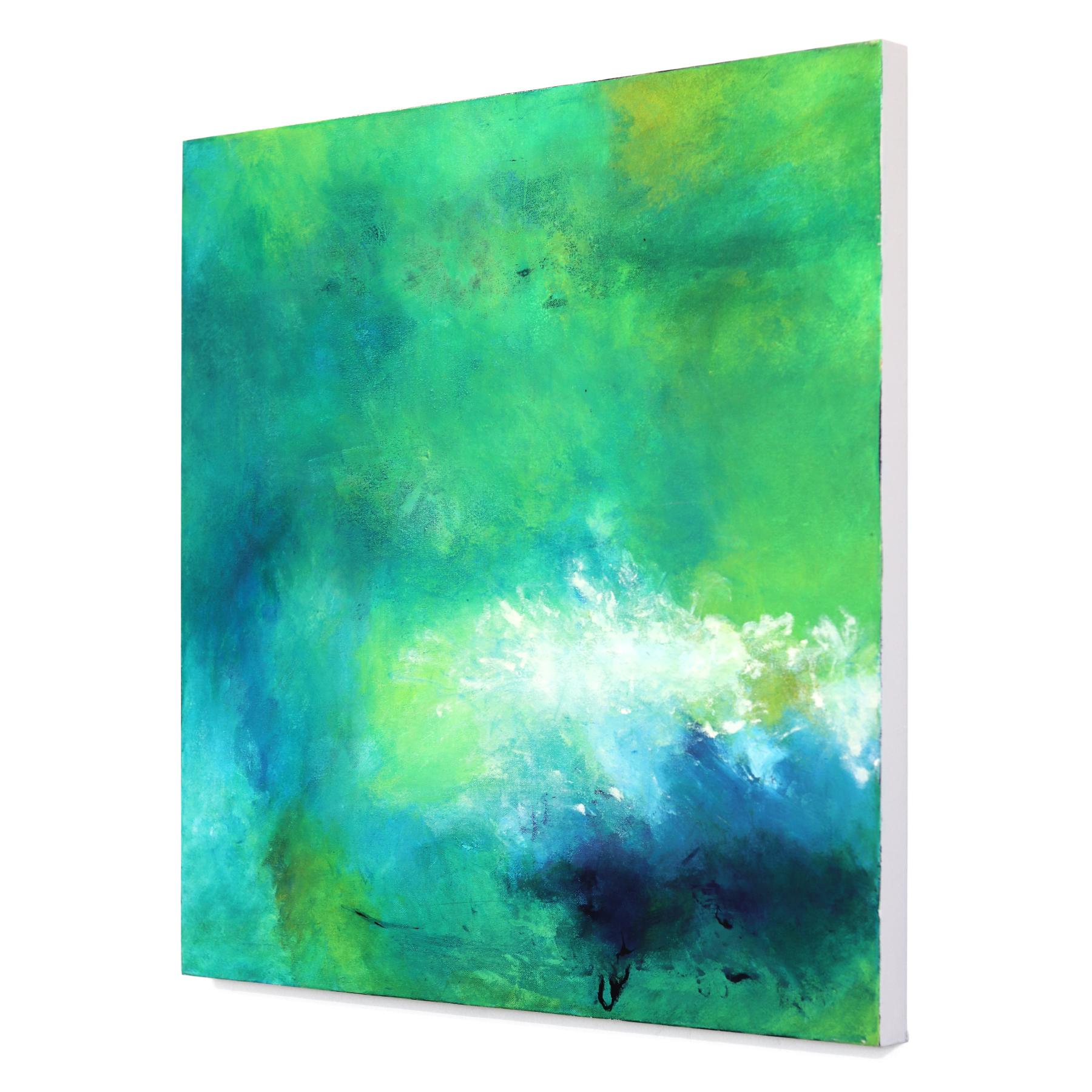 Watergardens - Original Obra de Arte Abstracta Tranquila con Aqua y Verde Exuberante en venta 1