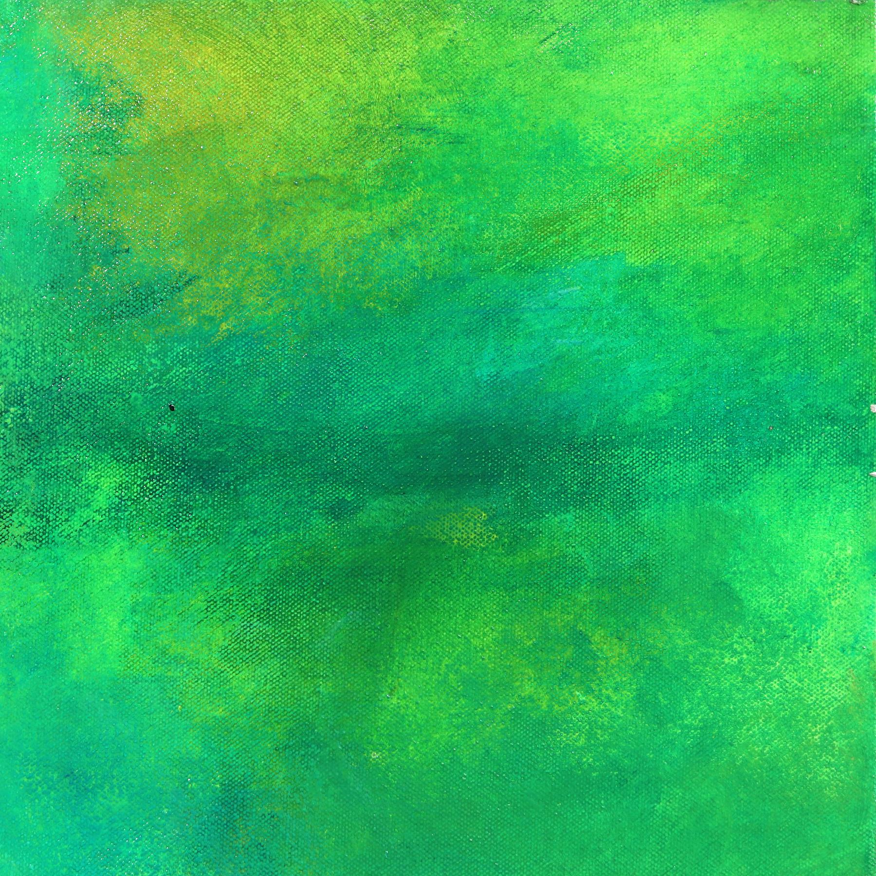 Watergardens - Original Obra de Arte Abstracta Tranquila con Aqua y Verde Exuberante en venta 2