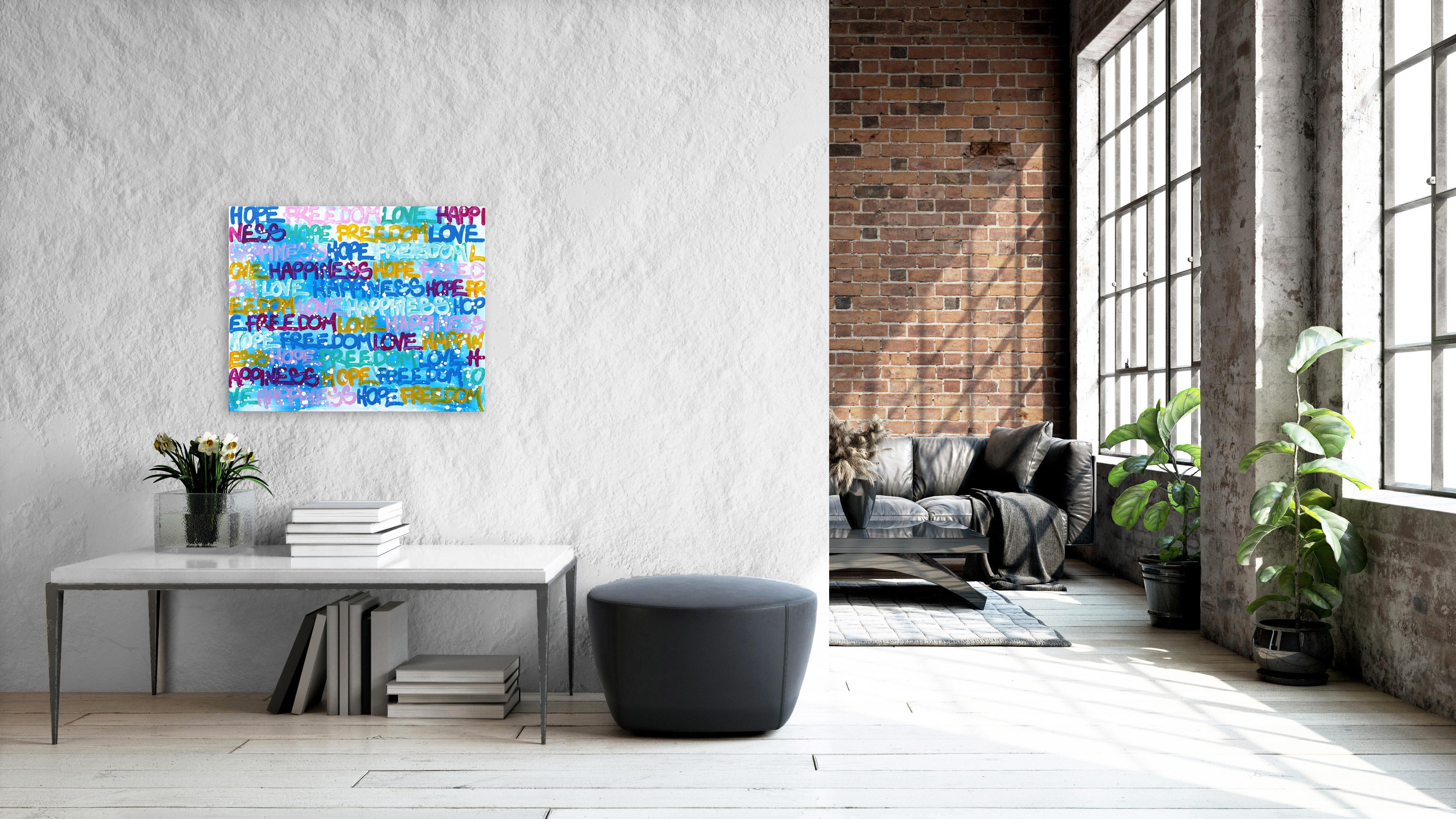 We All Want The Same Thing - Original Colorful Graffiti Inspired Painting - Street Art Art by Amber Goldhammer