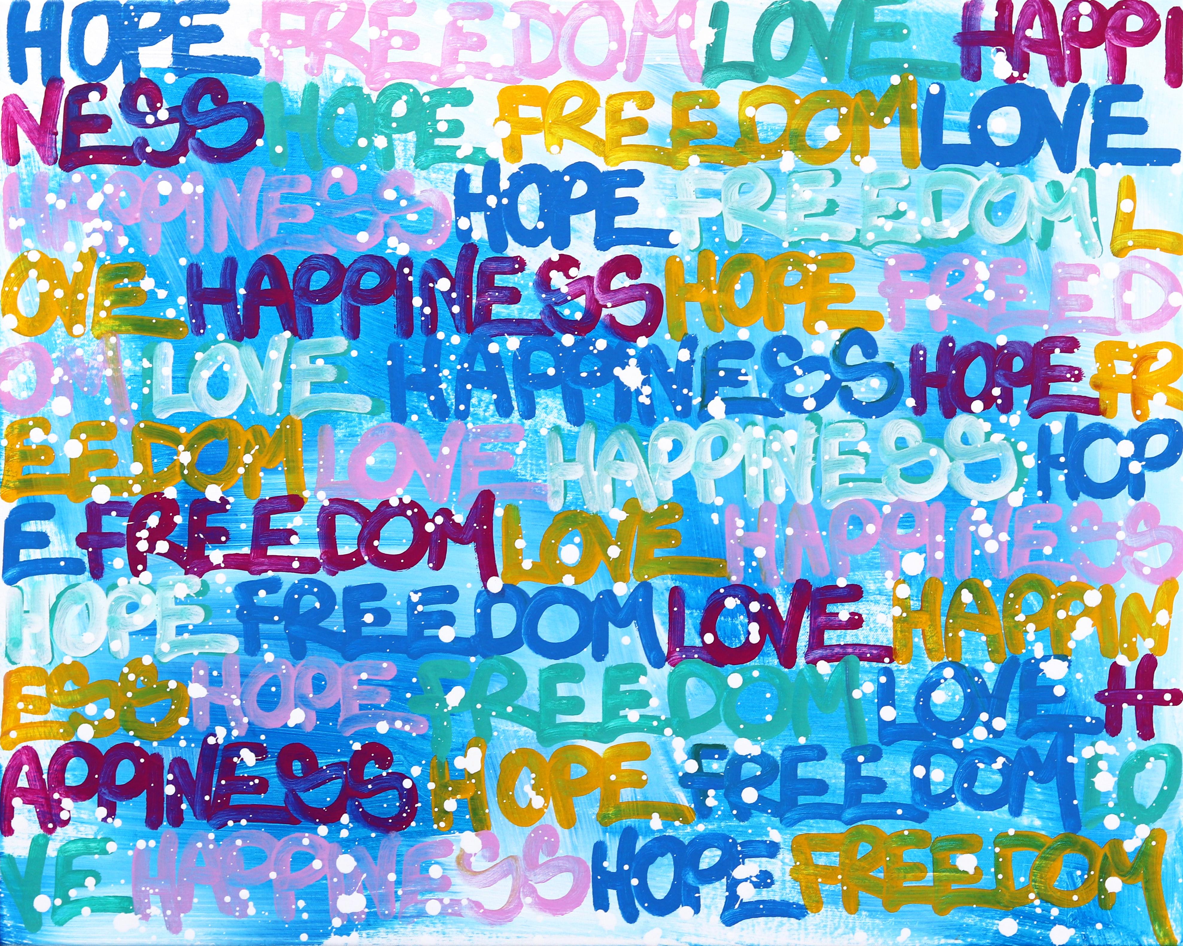 We All Want The Same Thing – Originales farbenfrohes, von Graffiti inspiriertes Gemälde – Art von Amber Goldhammer