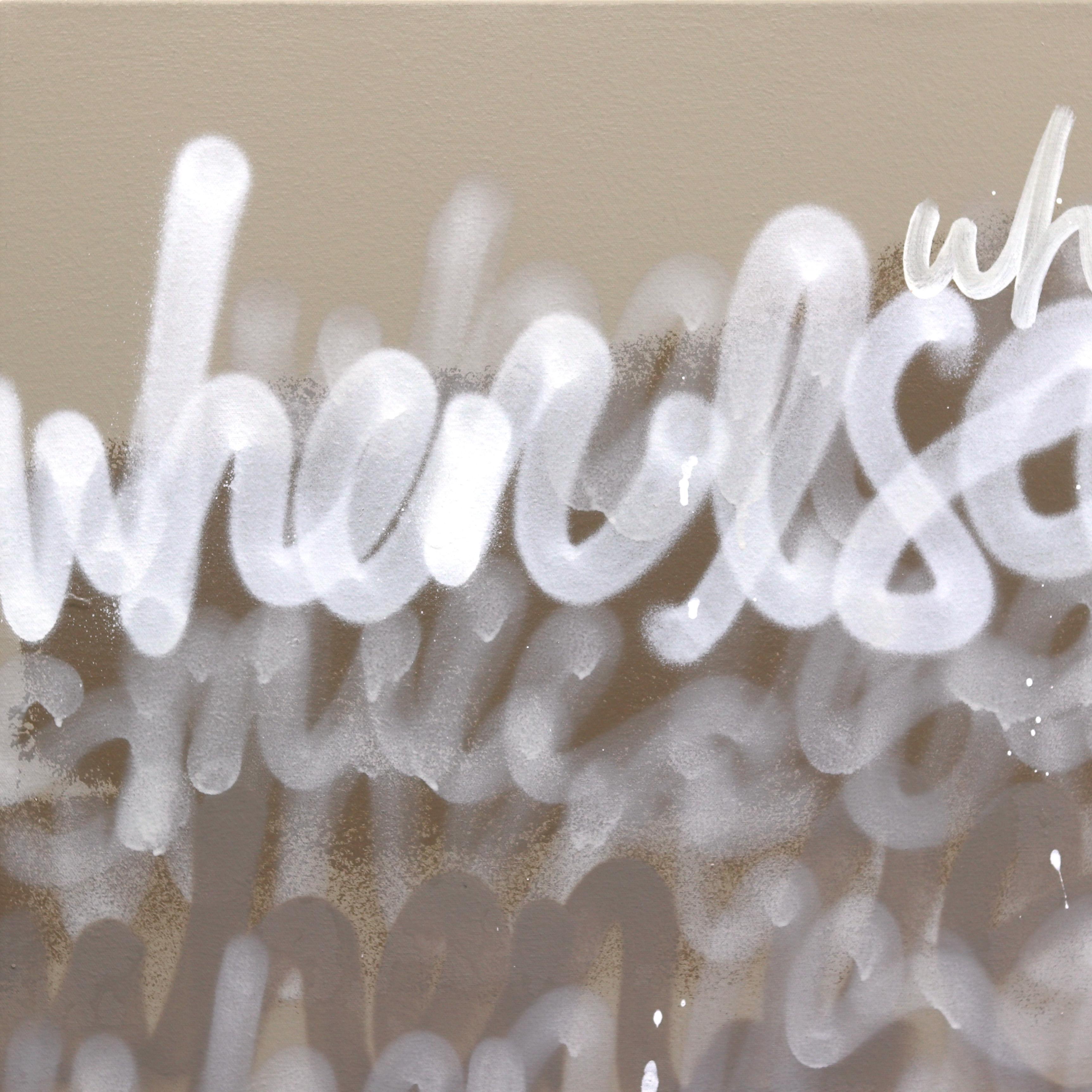When I See One I Smile - Grande opera d'arte astratta graffiti originale in beige in vendita 3