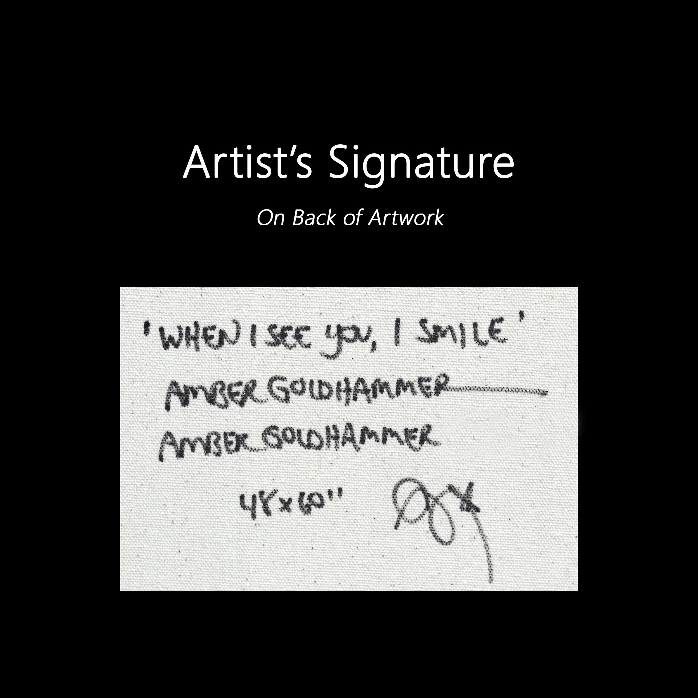 When I See One I Smile - Grande opera d'arte astratta graffiti originale in beige in vendita 4