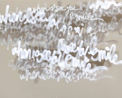 When I See You I Smile - Large Original Beige Abstract Graffiti Artwork