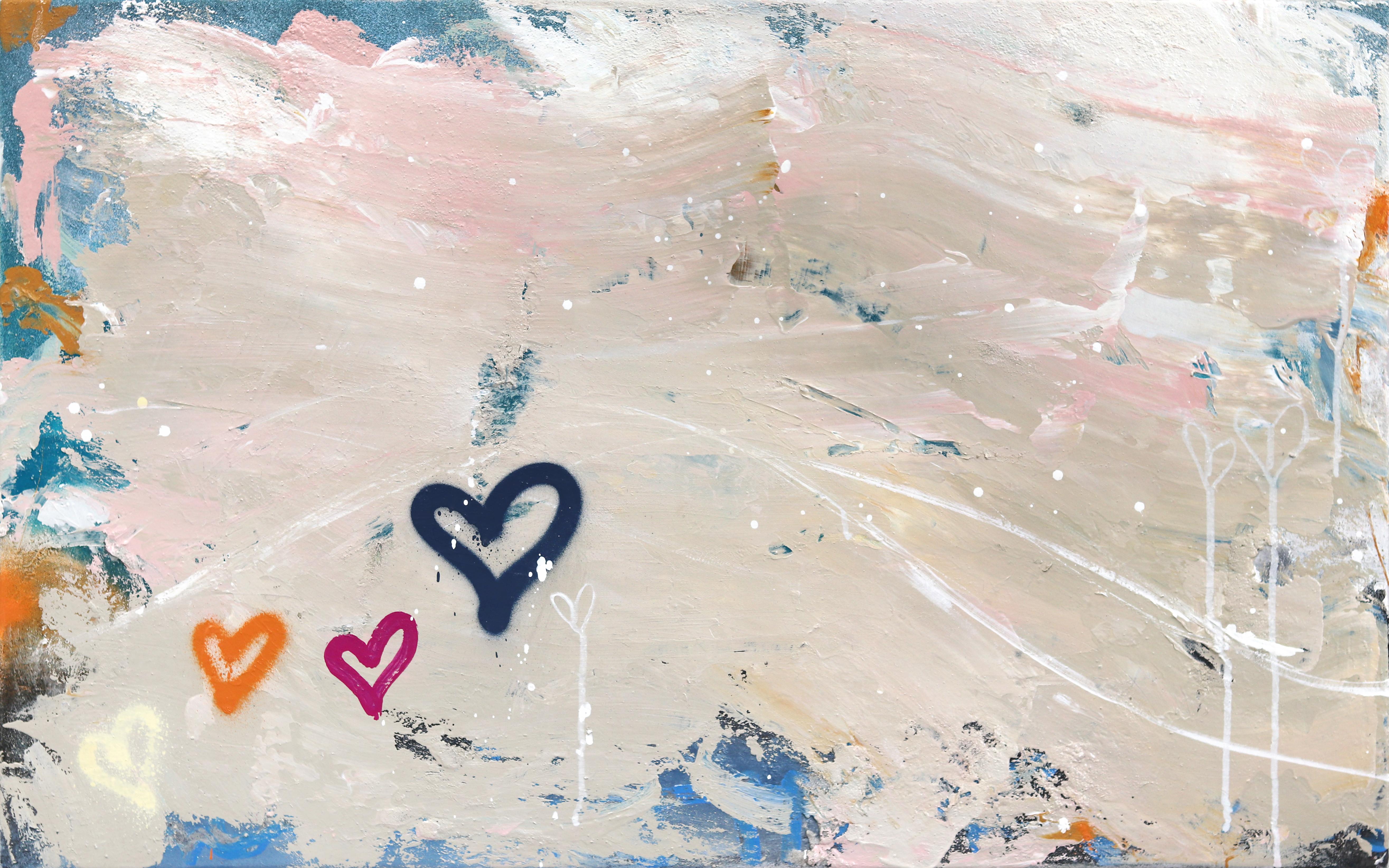 Abstract Painting di Amber Goldhammer - Whimsical Peak - Pittura astratta originale di street art con cuore