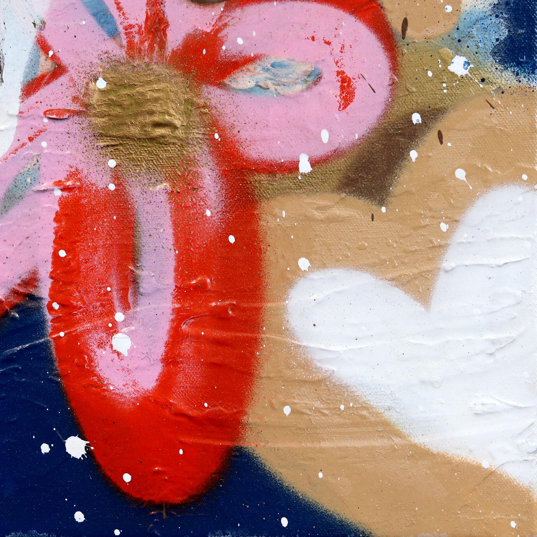 Willow - Original Obra de Arte Pop Graffiti Abstracto Floral Radiante y Corazón en venta 5