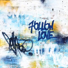 You Are The Journey - Abstract Blue, White, Yellow Textured Graffiti Pop Artwork