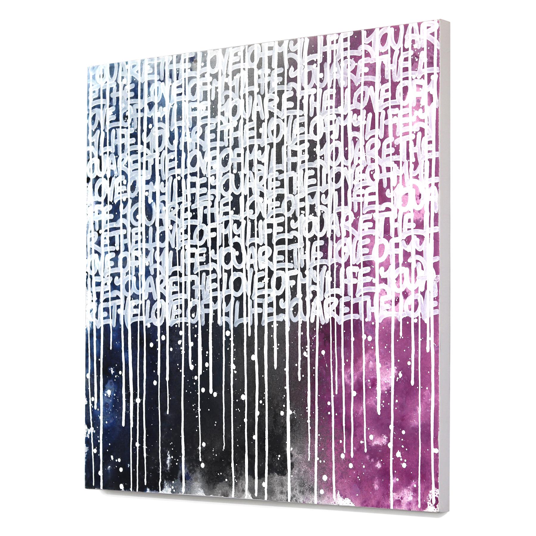You Are The Love of My Life - Abstract Cosmic Colored Graffiti Pop Artwork - Gray Abstract Painting by Amber Goldhammer