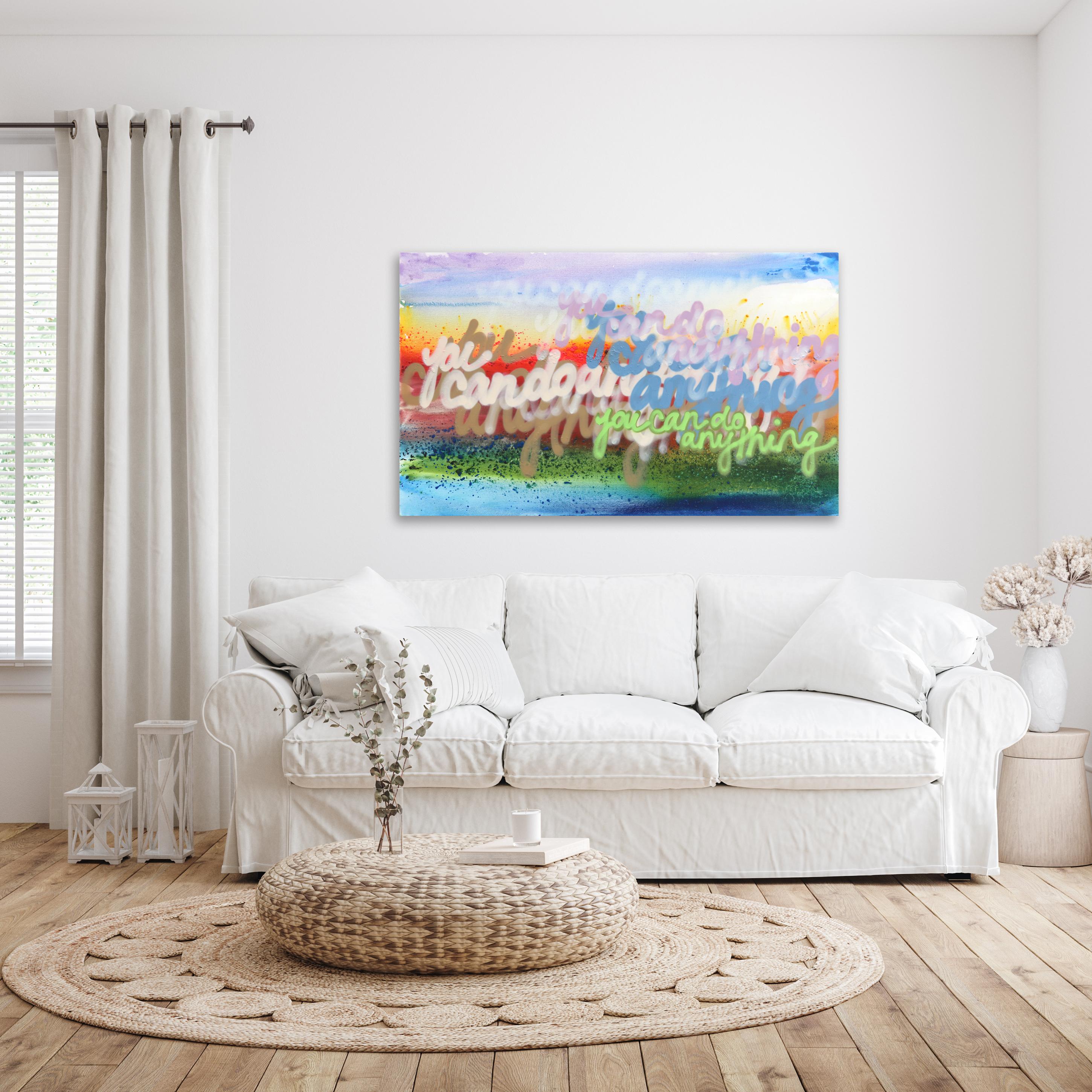 You Can Do Anything - Opera d'arte astratta colorata e originale di Graffiti - Mixed Media Art Contemporaneo di Amber Goldhammer