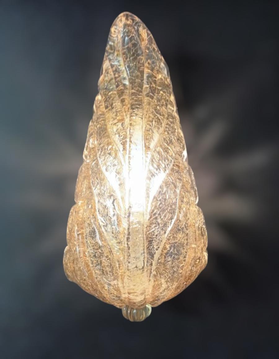 Italian Amber Graniglia Leaf Sconces, 3 Available For Sale