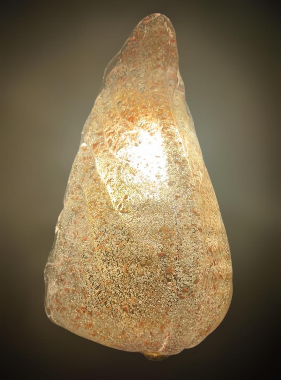 20th Century Amber Graniglia Leaf Sconces, 3 Available