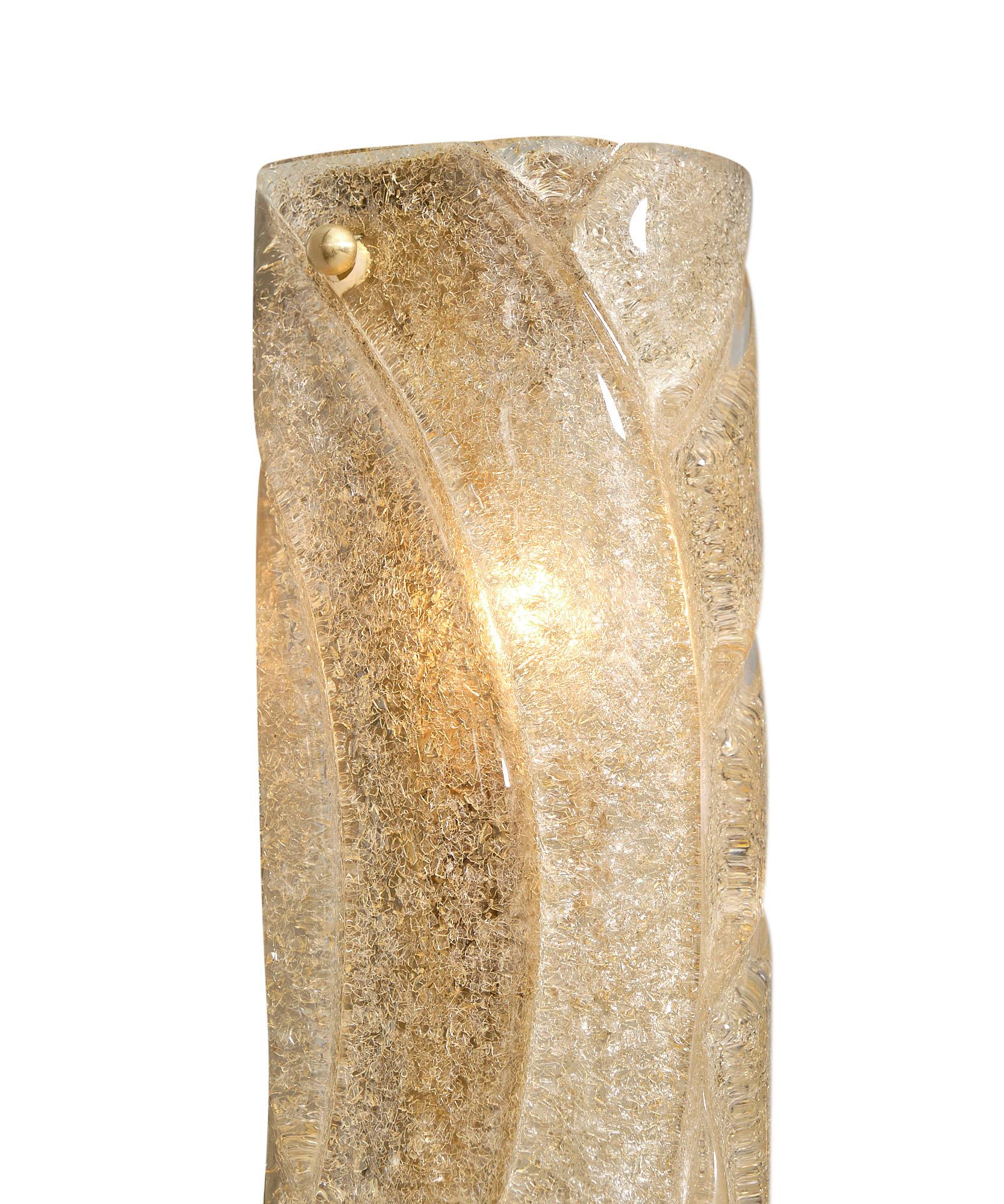 Amber “Graniglia” Murano Glass Sconces For Sale 1