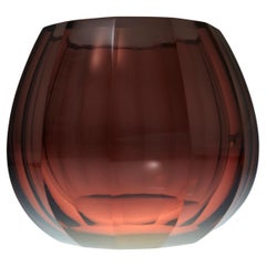 Amber Hand-Cut Crystal Vase Attributed to Josef Hoffmann Signed Moser & Söhne