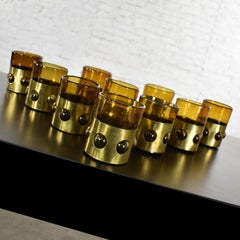 Amber Imprisoned Mexican Glass Brutalist Modern Tumblers by Filipe Derflingher