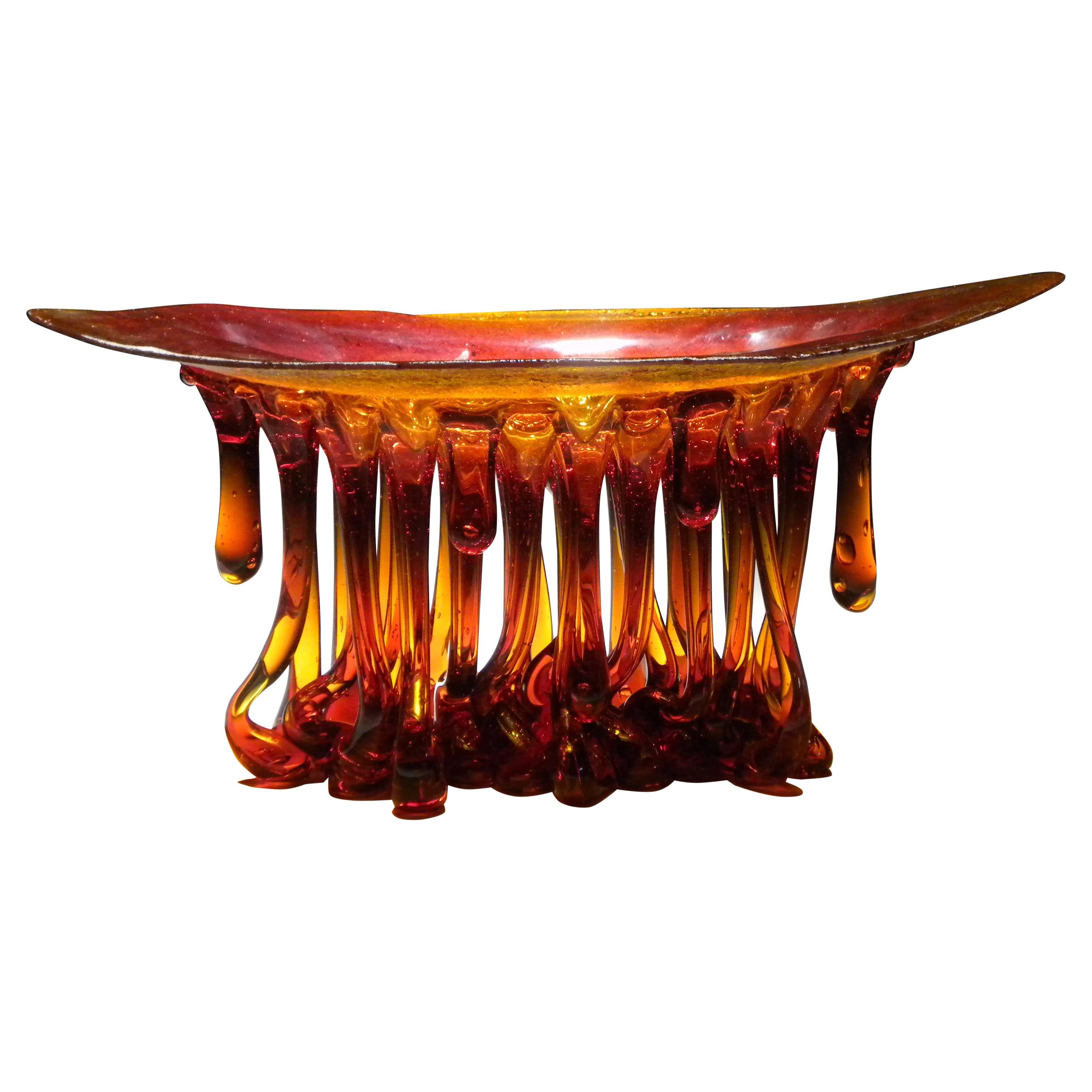 "Amber" Jellifish, Murano Glass, Handmade in Italy, Contemporary Design 2020 For Sale