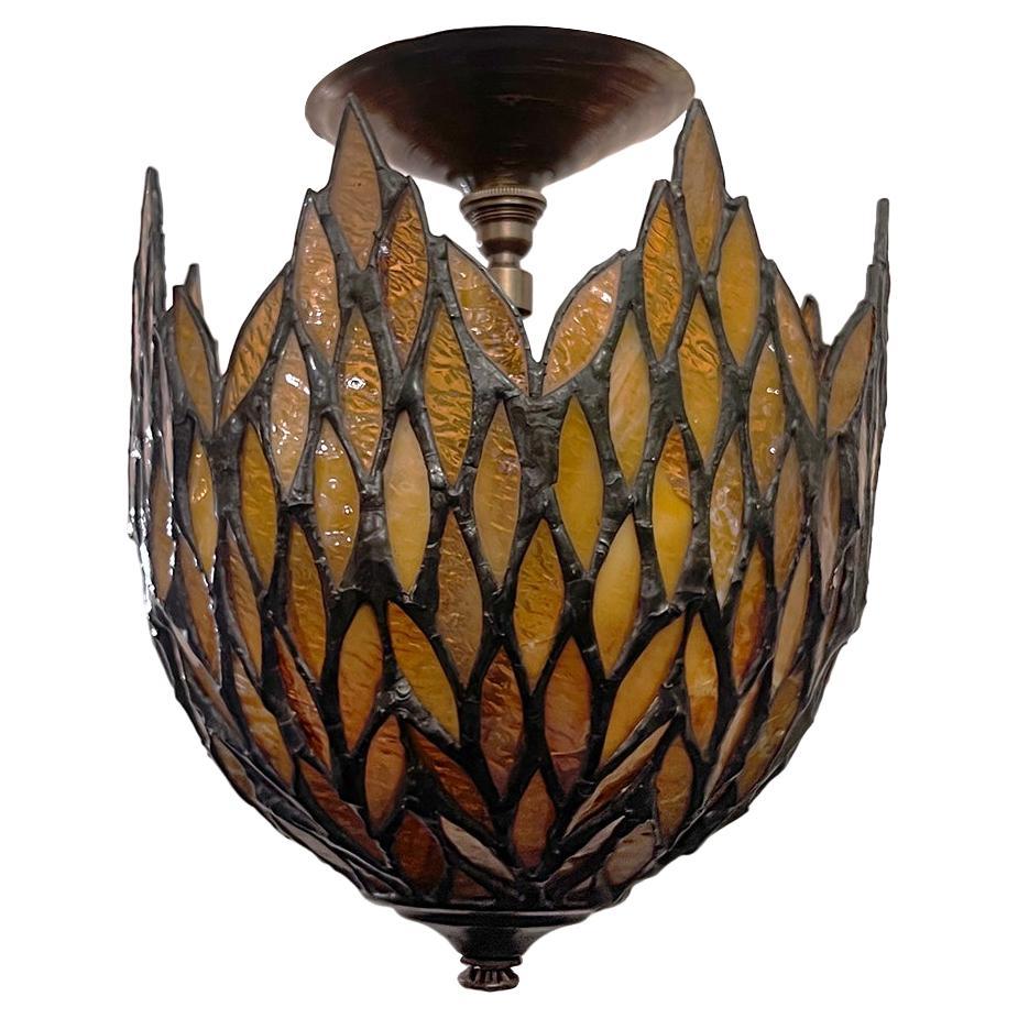 Amber Leaded Glass Light Fixture