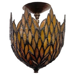 Amber Leaded Glass Light Fixture