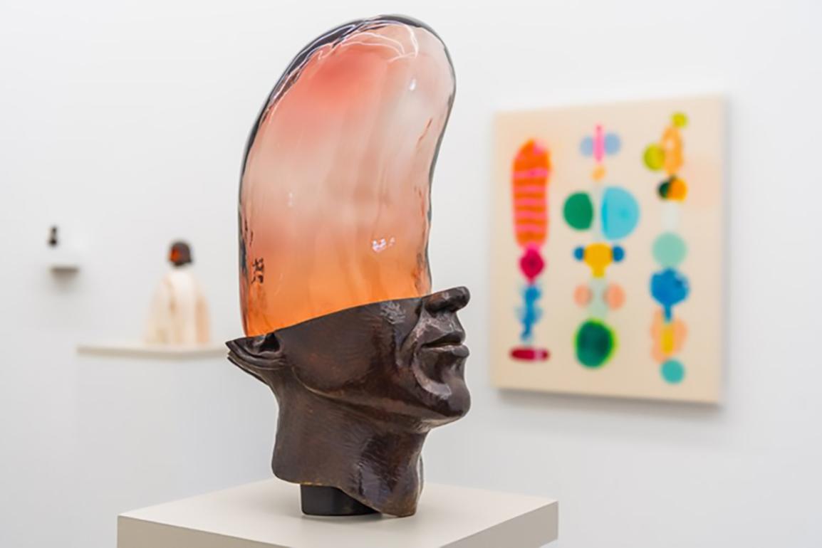 Amber Lelli Figurative Sculpture - Untitled (Red Head) 2022