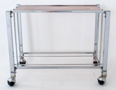 Amber Lucite and Chromed Cart