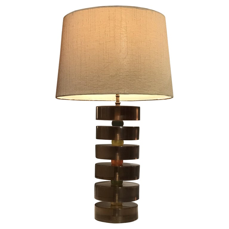 Amber Lucite Stacked Table Lamp at 1stDibs