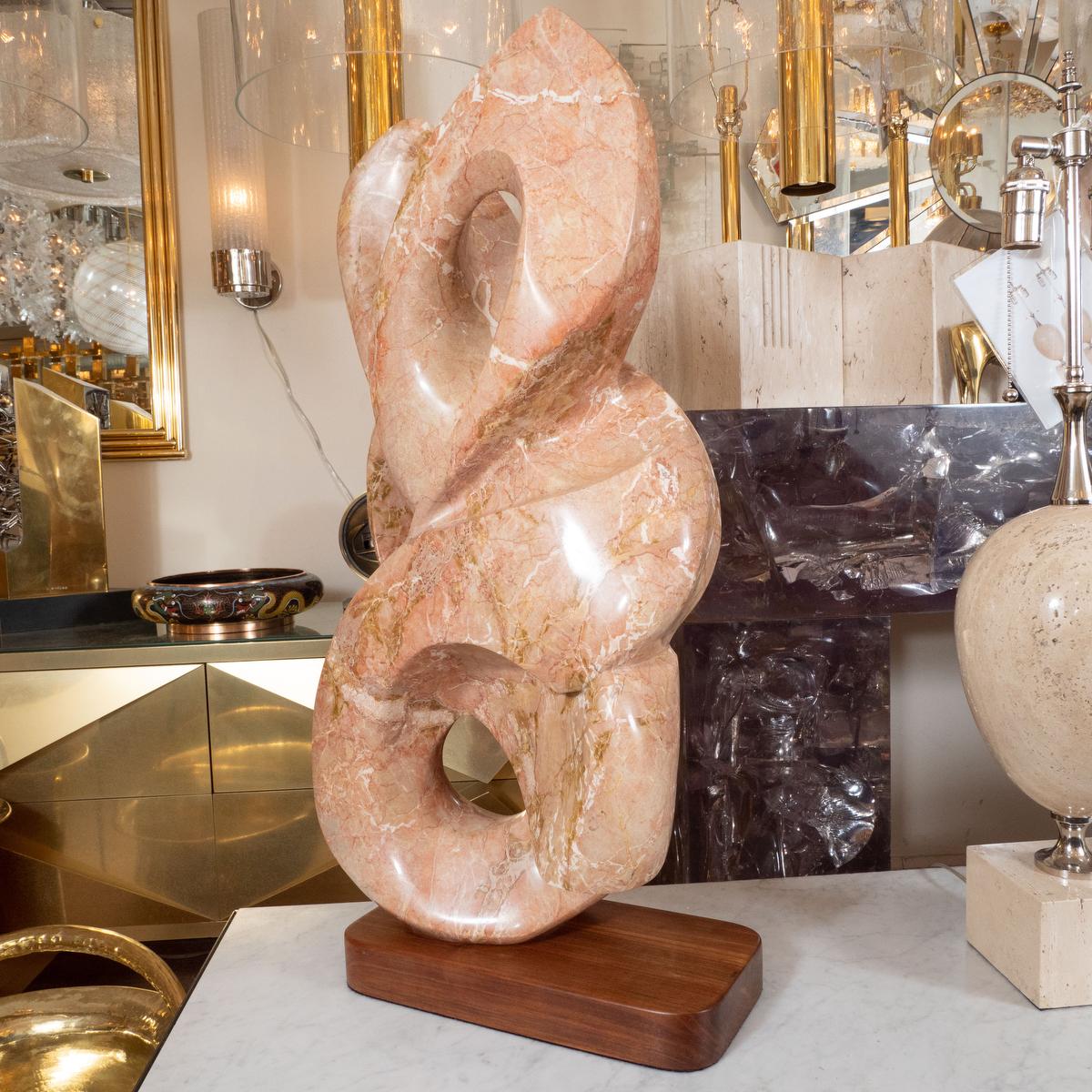 Italian Amber Marble Serpentine Abstract Sculpture