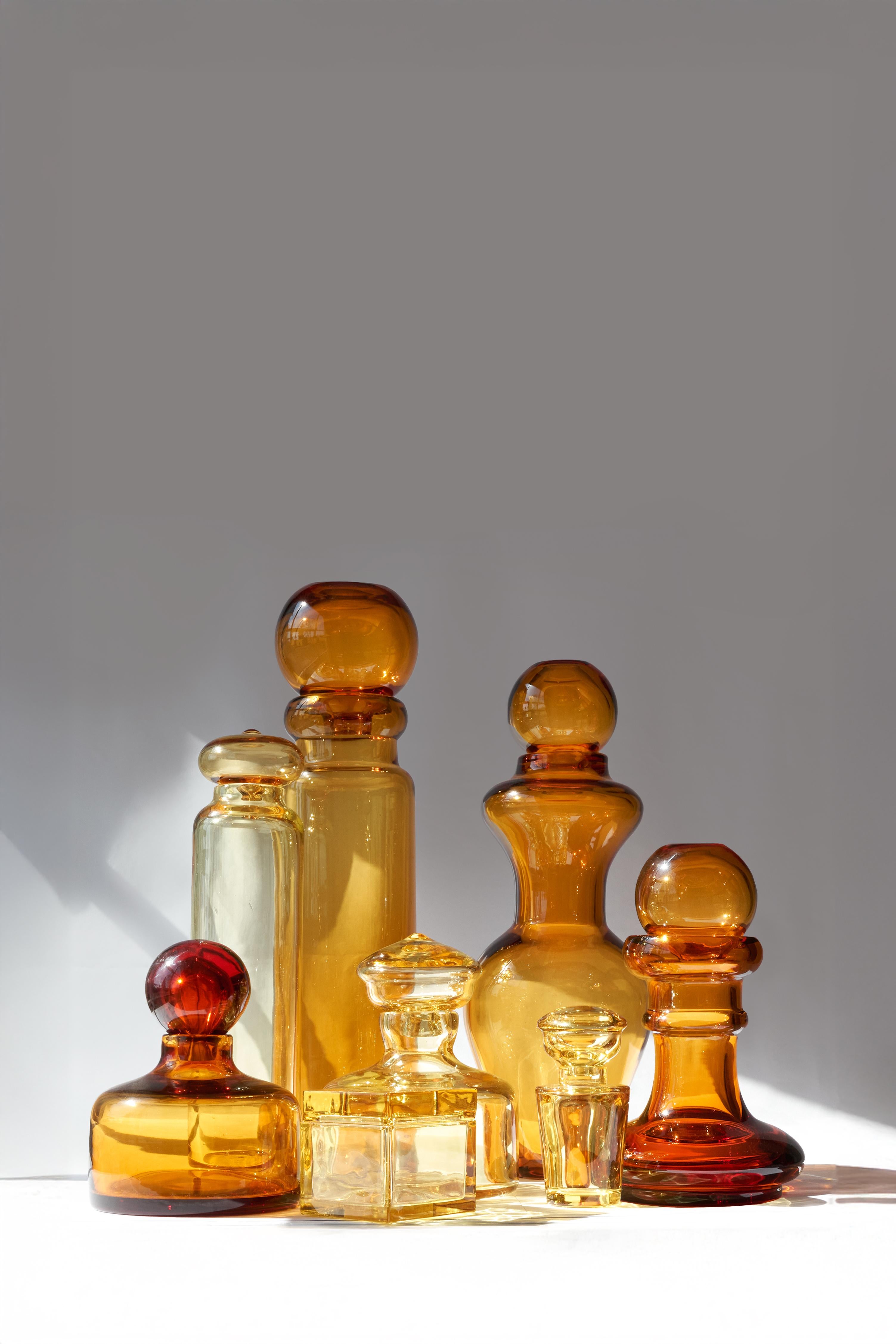 Italian Amber Marsala Cap and Vase by Studio Bojola For Sale
