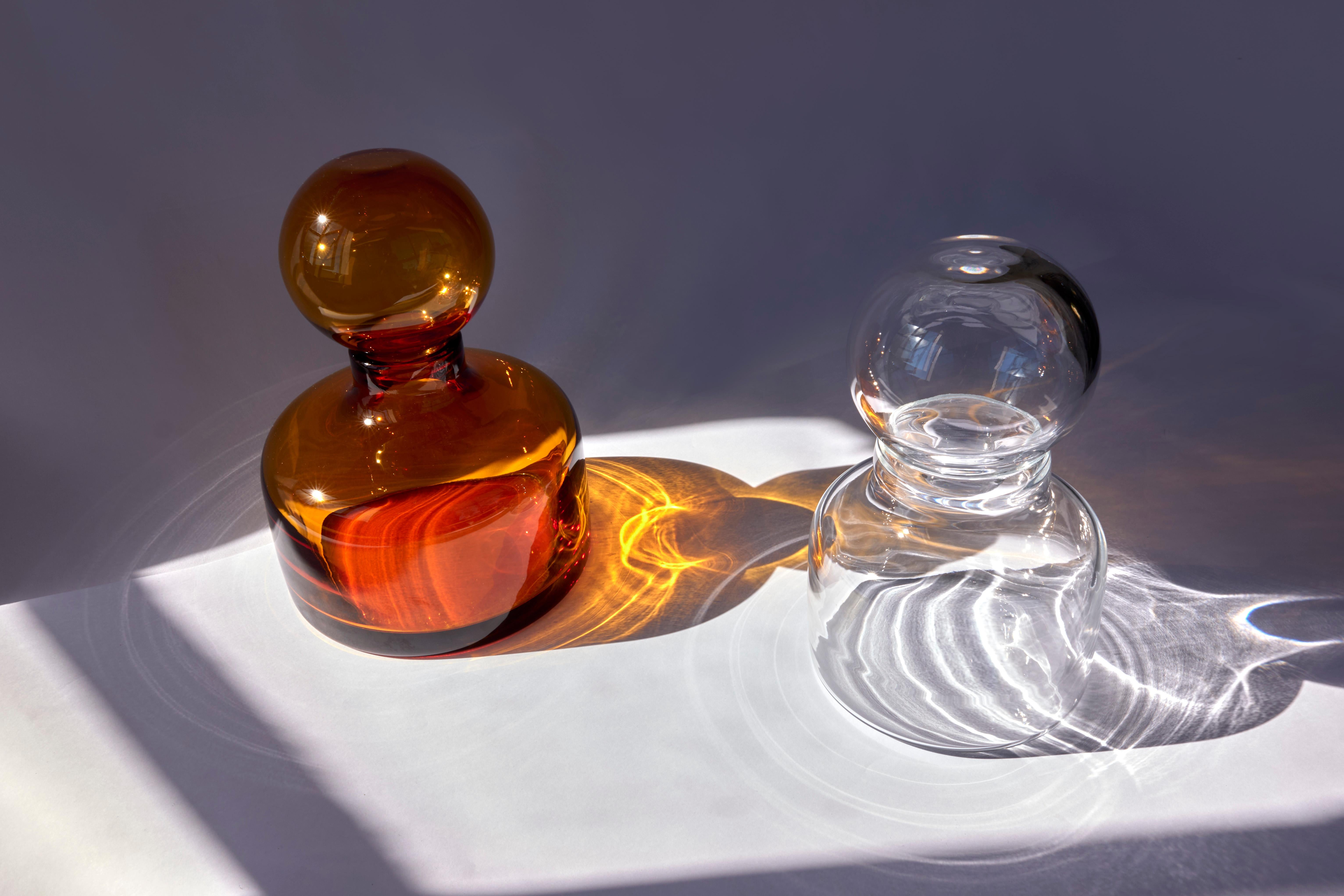 Contemporary Amber Marsala Cap and Vase by Studio Bojola For Sale