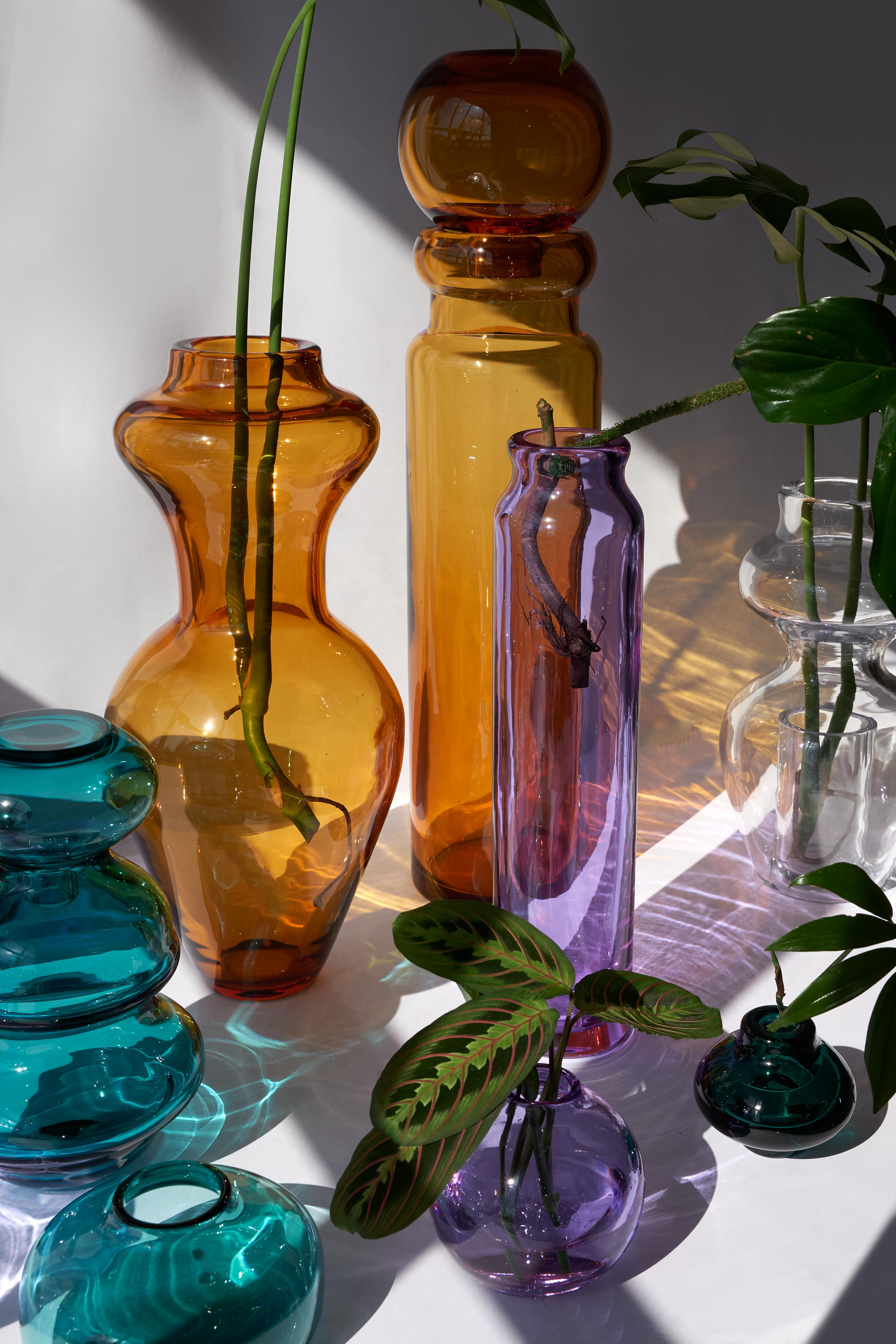 Crystal Amber Marsala Cap and Vase by Studio Bojola For Sale