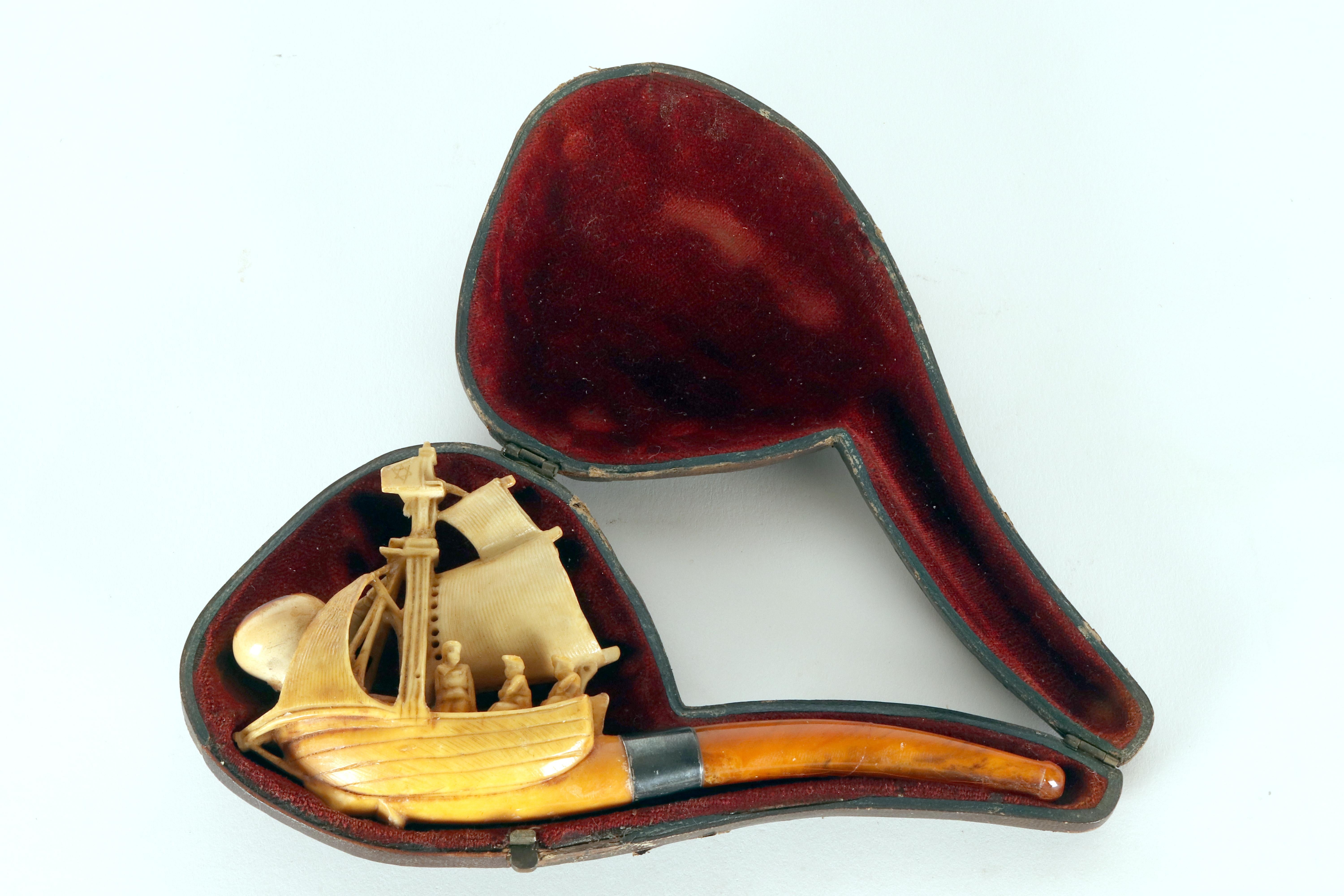 Pipa di meerschaum in ambra, raffigurante un veliero. Vienna, Austria 1890. in vendita 7