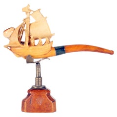 Amber meerschaum pipe, depicting a sailing ship. Vienna, Austria 1890.