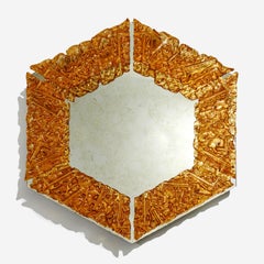 Amber Mirror, ein einzigartiger verschnörkelter Handcrafted Fused Glass Mirror von Brett Manley