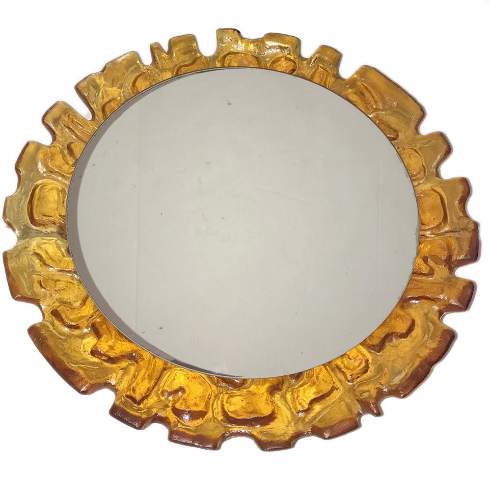 Amber Moderne Style Mid-Century Mirror In Good Condition For Sale In New York, NY