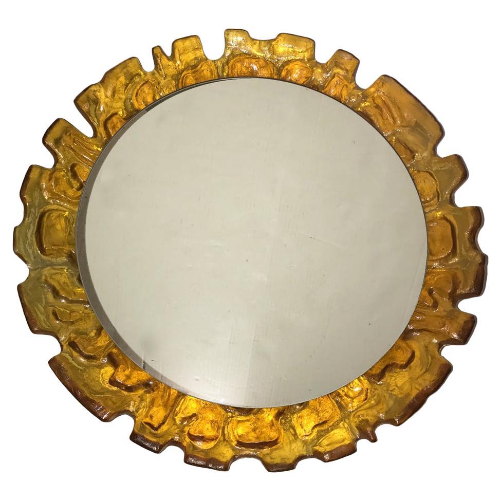 Amber Moderne Style Mid-Century Mirror For Sale