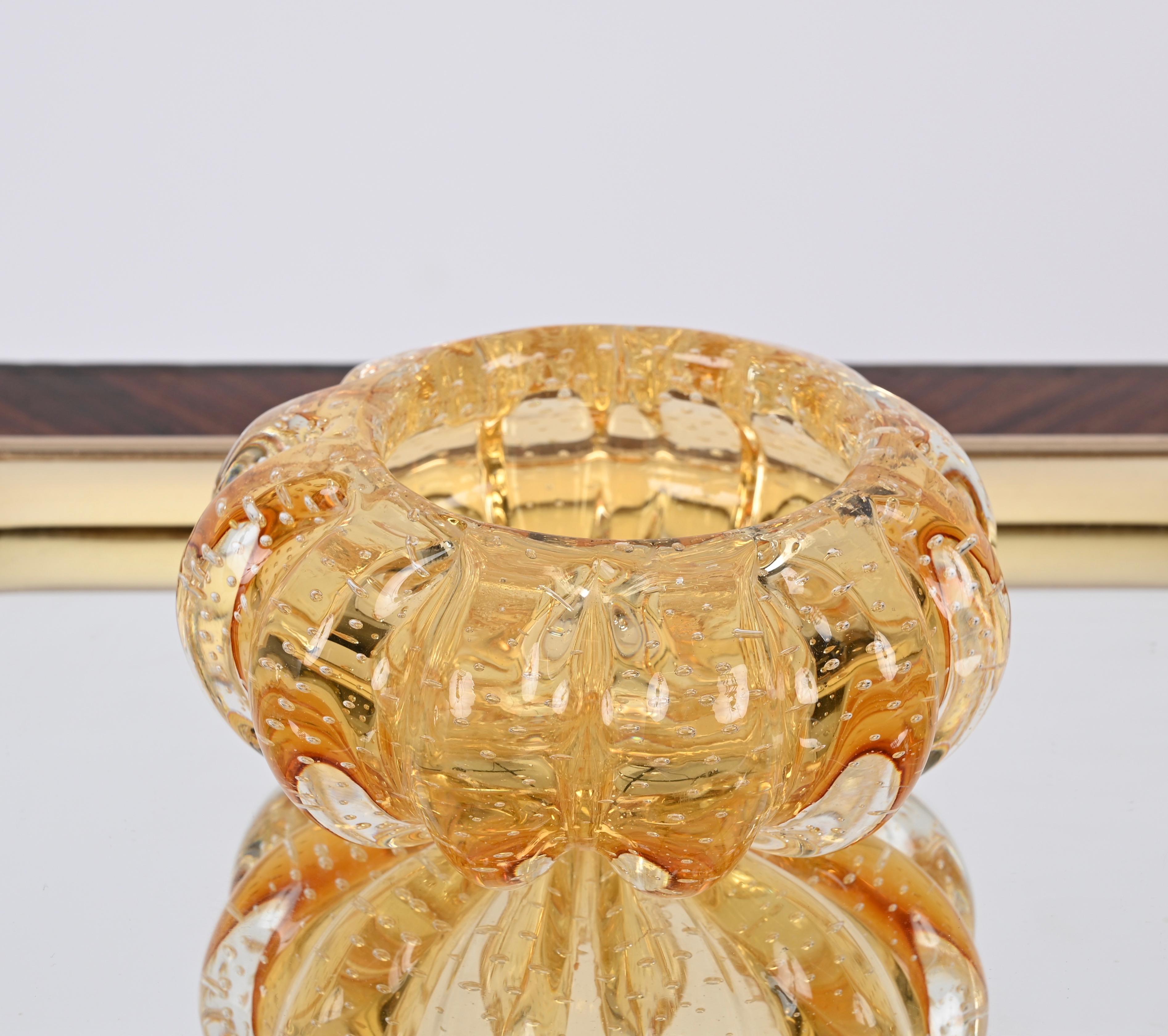 Bol ou cendrier Bullicante en verre de Murano ambré, Italie, Barovier 1960 en vente 3