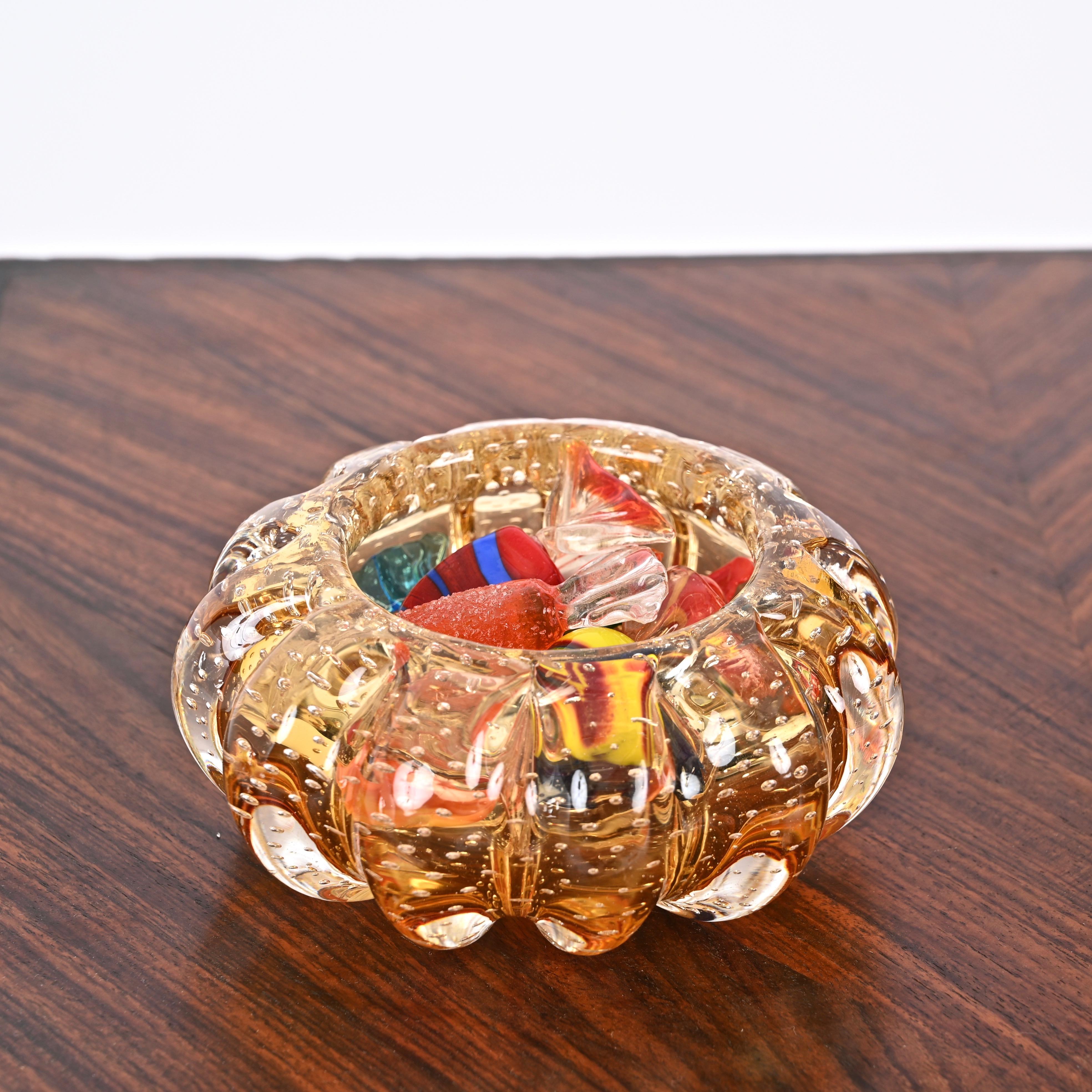 Bol ou cendrier Bullicante en verre de Murano ambré, Italie, Barovier 1960 en vente 4