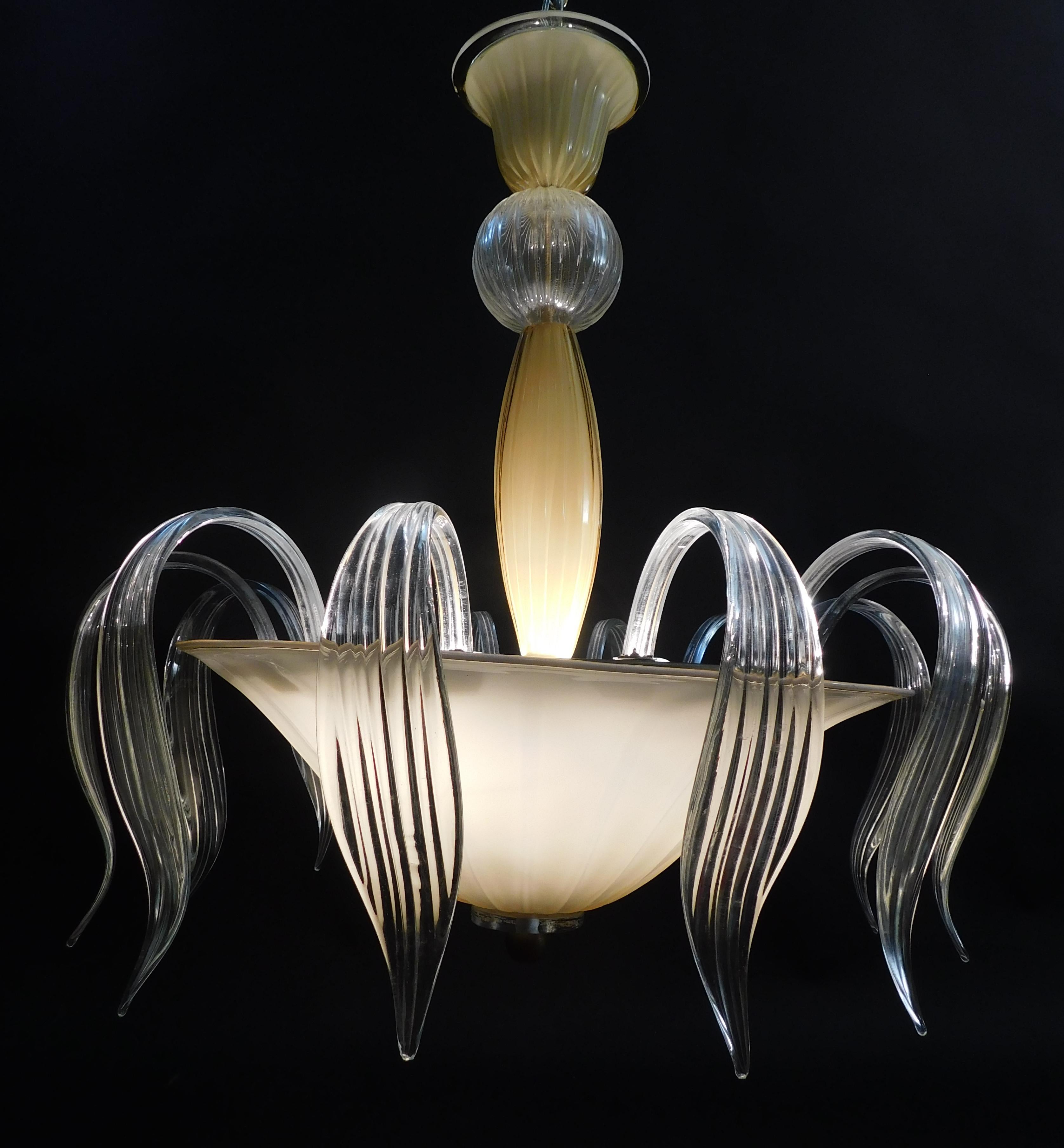 Lampadario in ambra di Murano in vendita 3