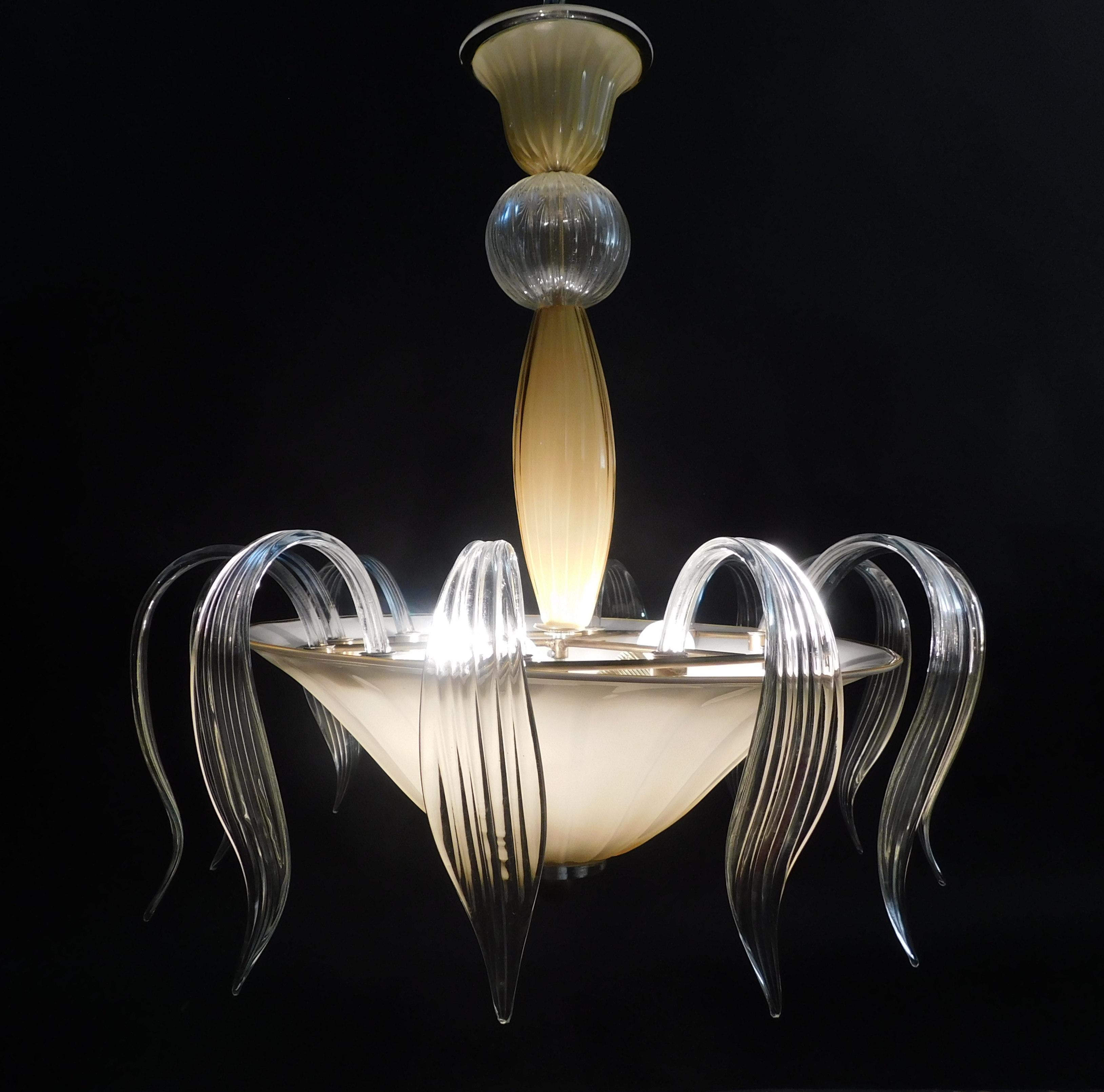 Lampadario in ambra di Murano in vendita 4