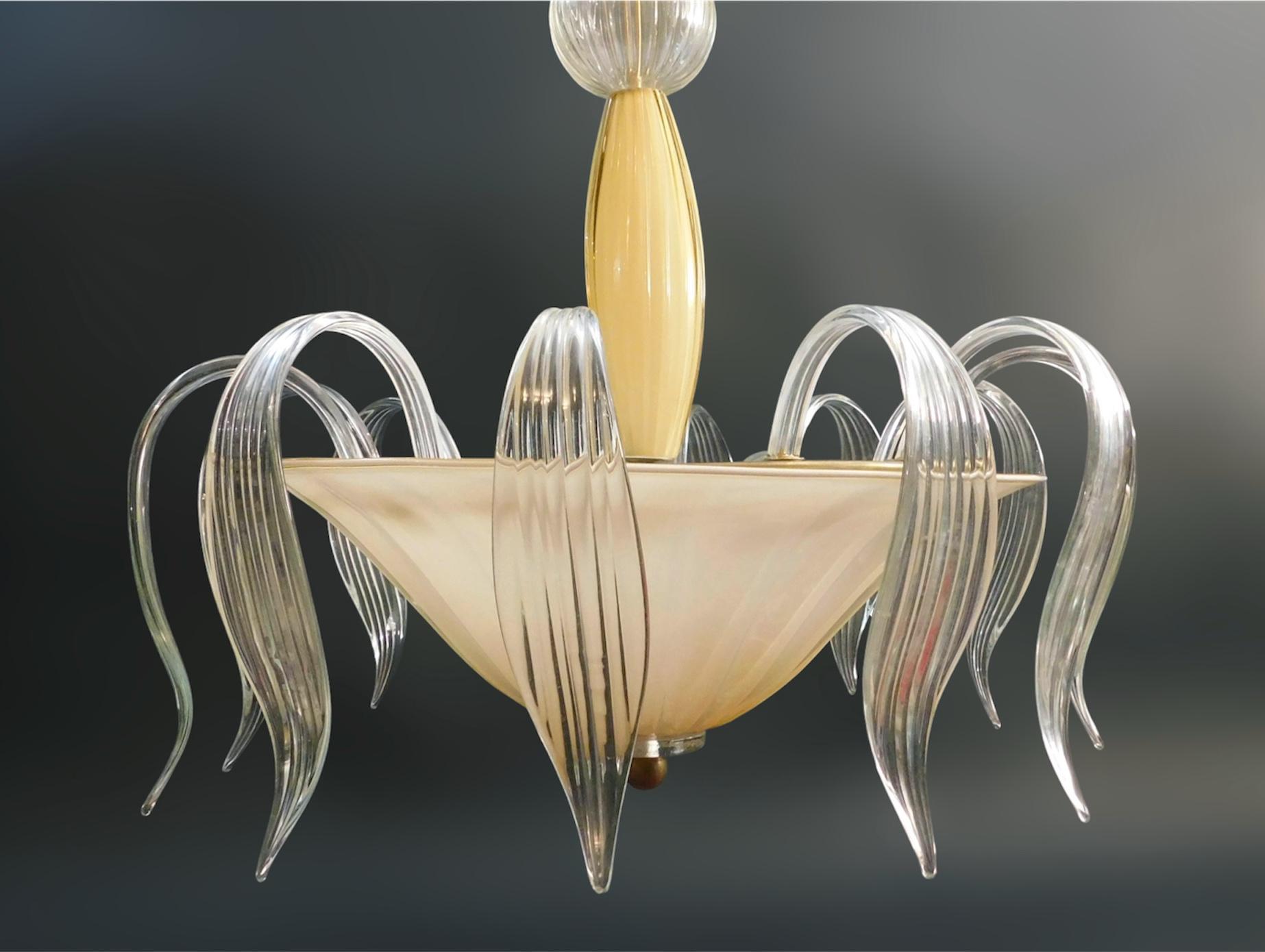 Vetro di Murano Lampadario in ambra di Murano in vendita