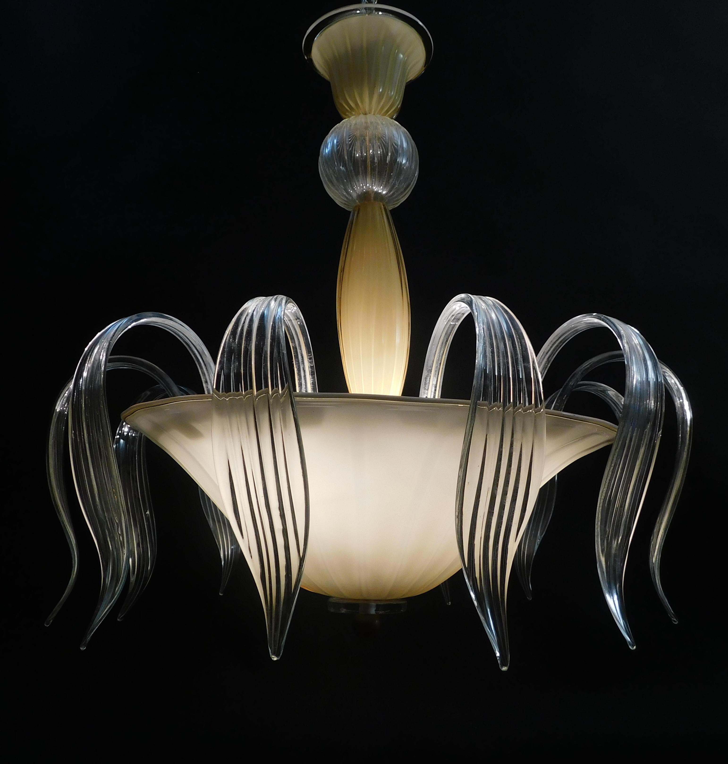 Lampadario in ambra di Murano in vendita 1