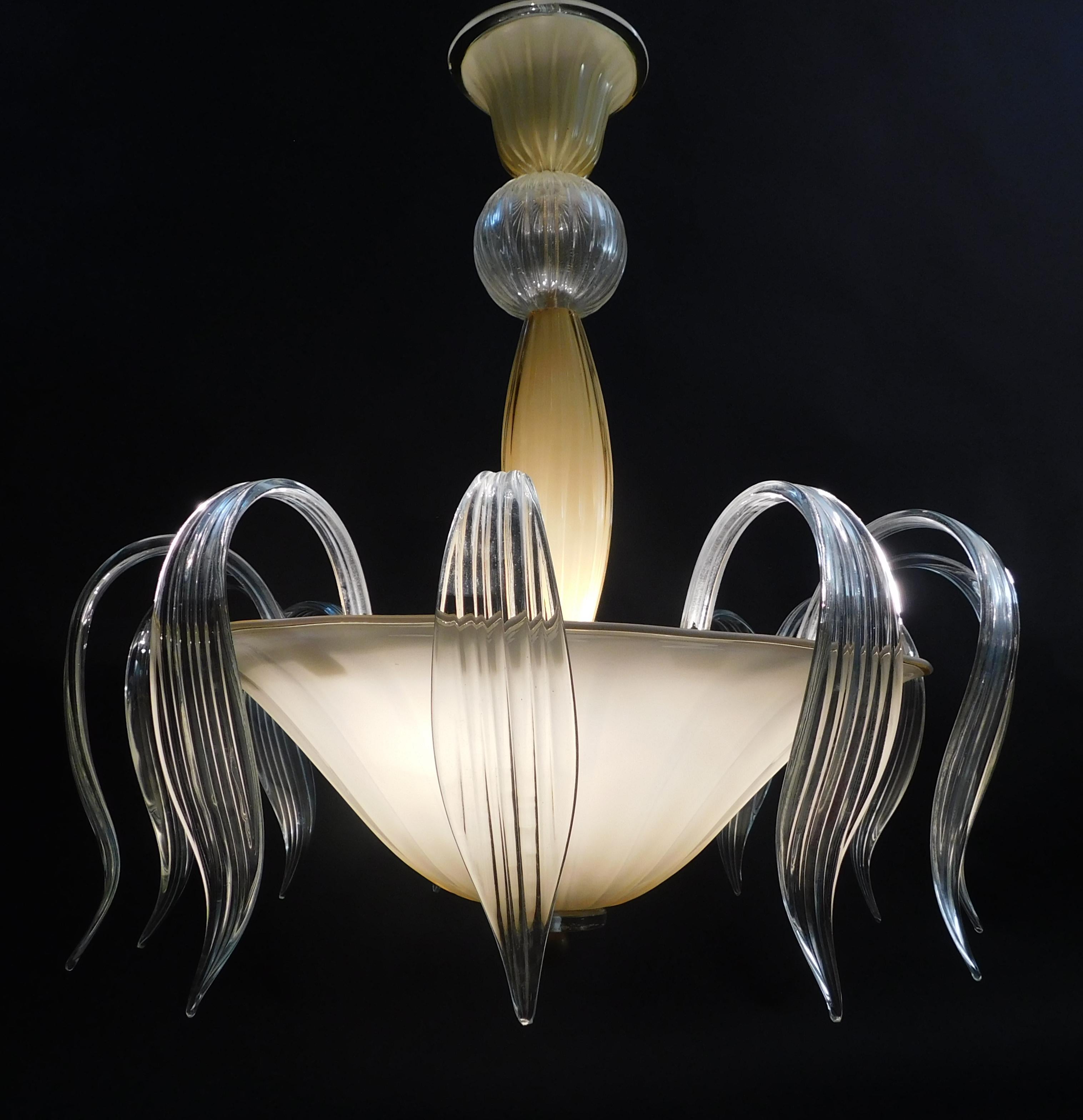 Lampadario in ambra di Murano in vendita 2