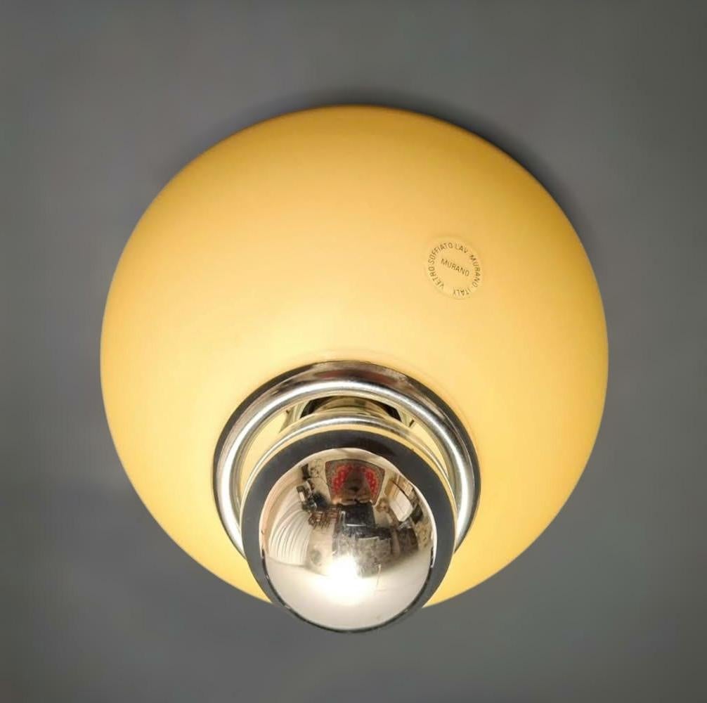 Mid-Century moderno Lampada ad incasso di Murano color ambra di Vistosi in vendita