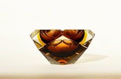 1960s Murano Glass Ashtray by Flavio Poli, Sommerso in Amber & Brown, Italy