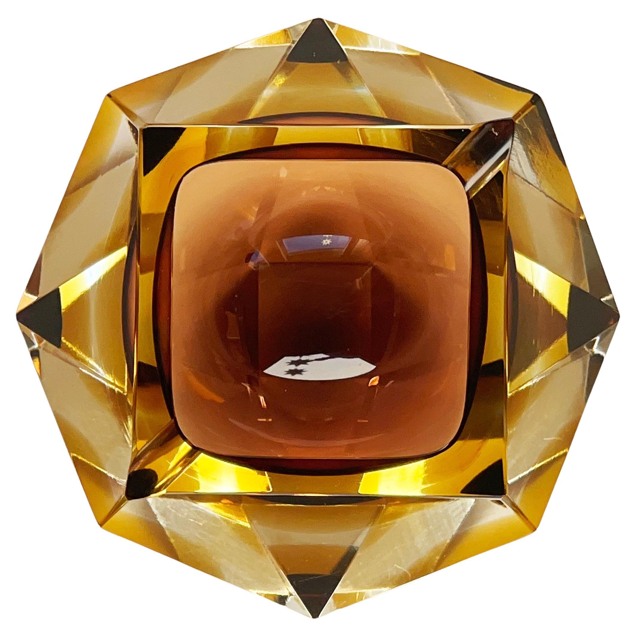 1960er Jahre Murano Glass Aschenbecher von Alessandro Mandruzzato, Sommerso Amber, Italien im Angebot