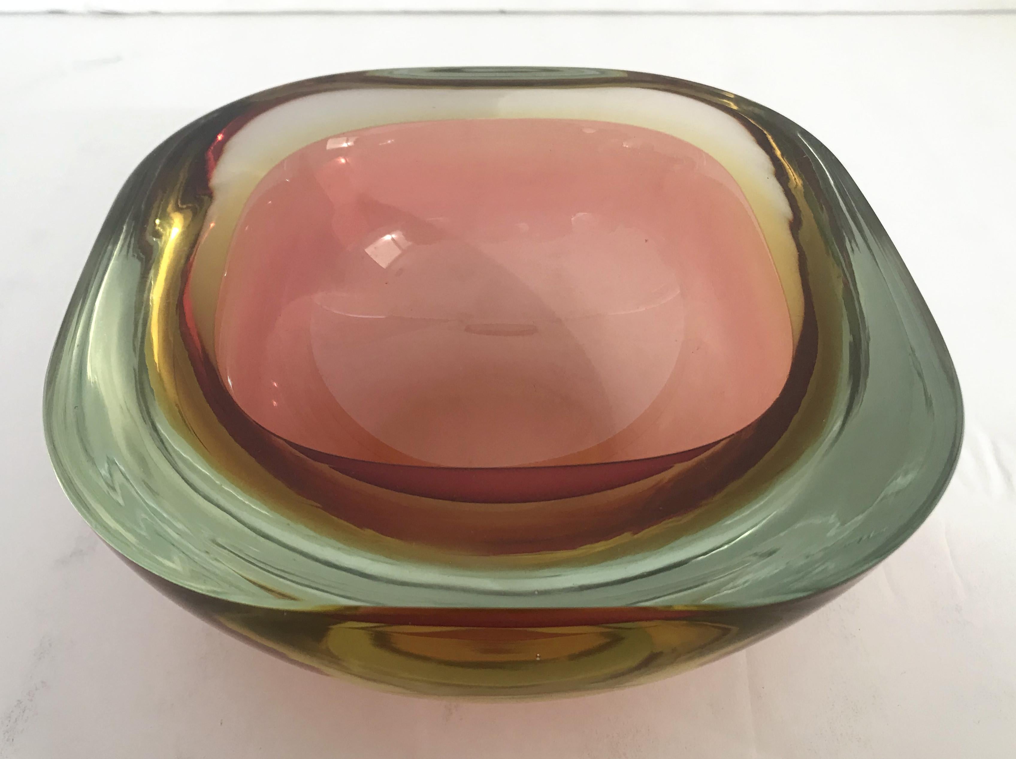 Mid-Century Modern Amber Murano Glass Bowl For Sale