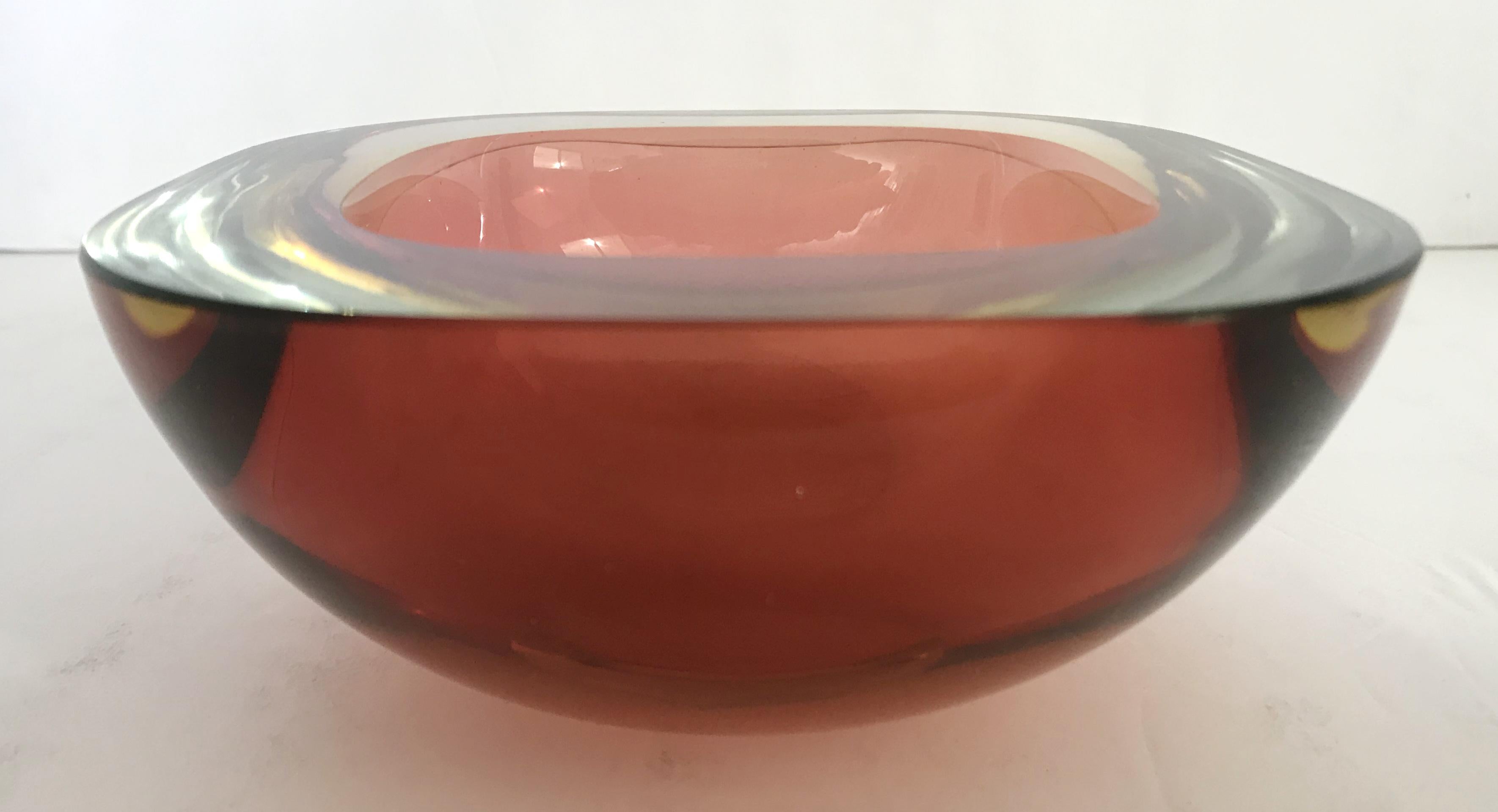 Italian Amber Murano Glass Bowl For Sale