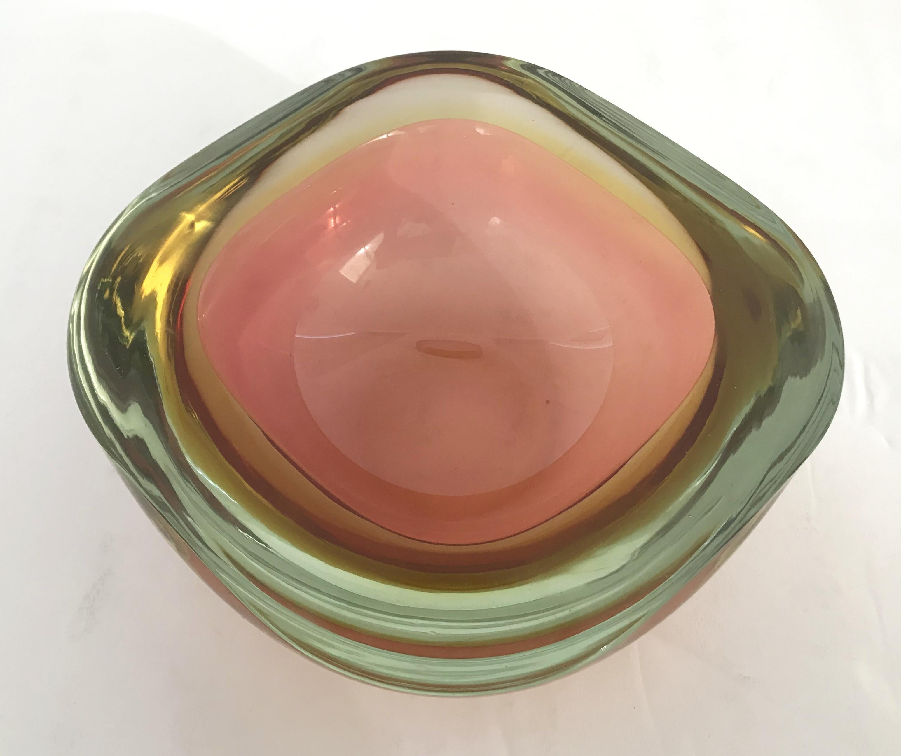 20th Century Amber Murano Glass Bowl For Sale
